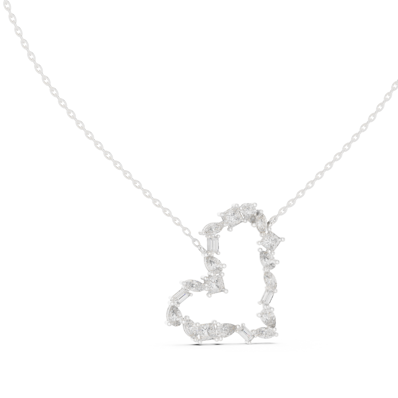  White Gold Starlit Cascade Geometric Romance Necklace Left View