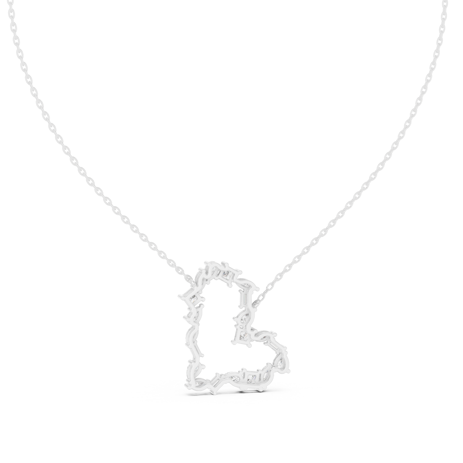  White Gold Starlit Cascade Geometric Romance Necklace Front View