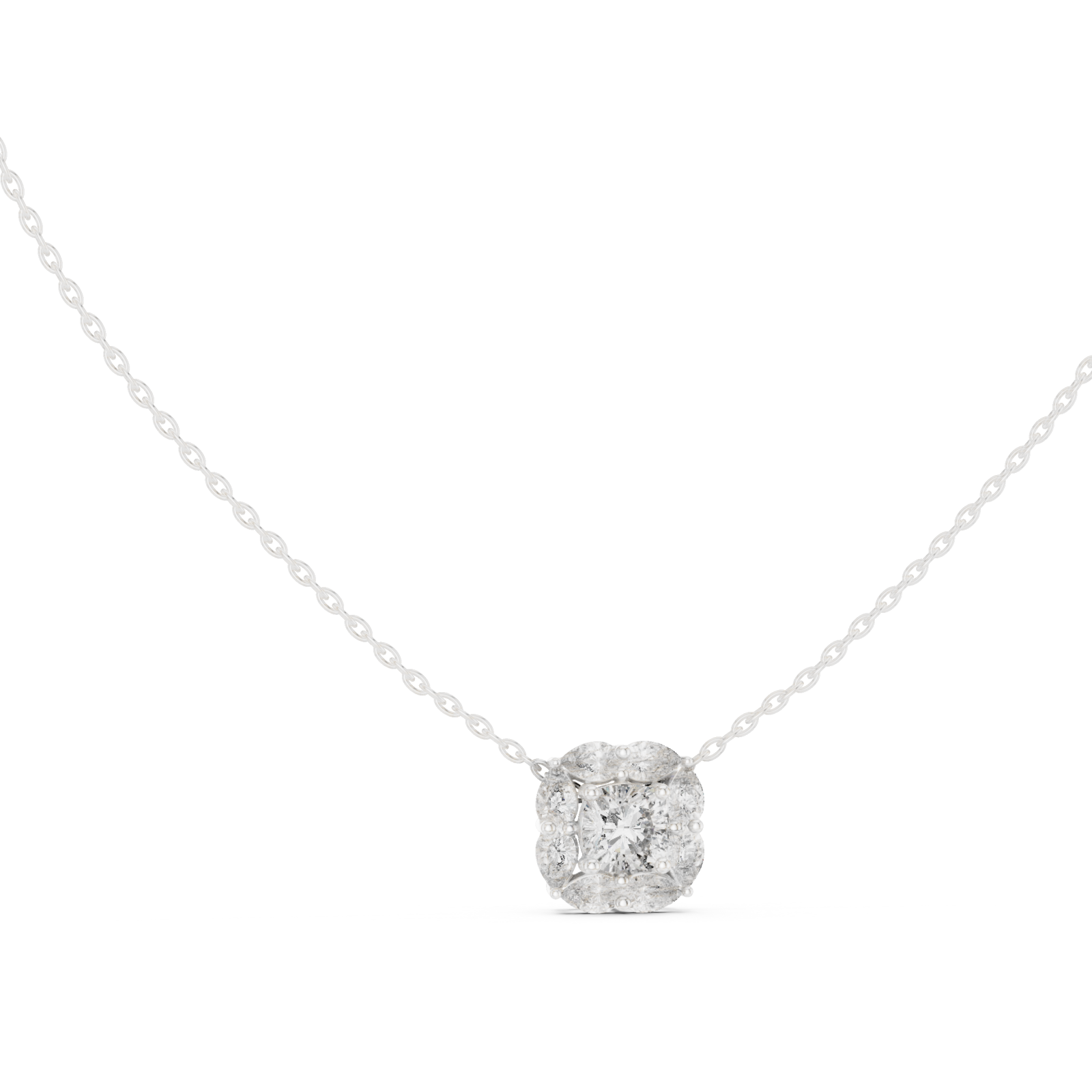  White Gold Enchanted Twilight Bloom Chain Necklace Left View
