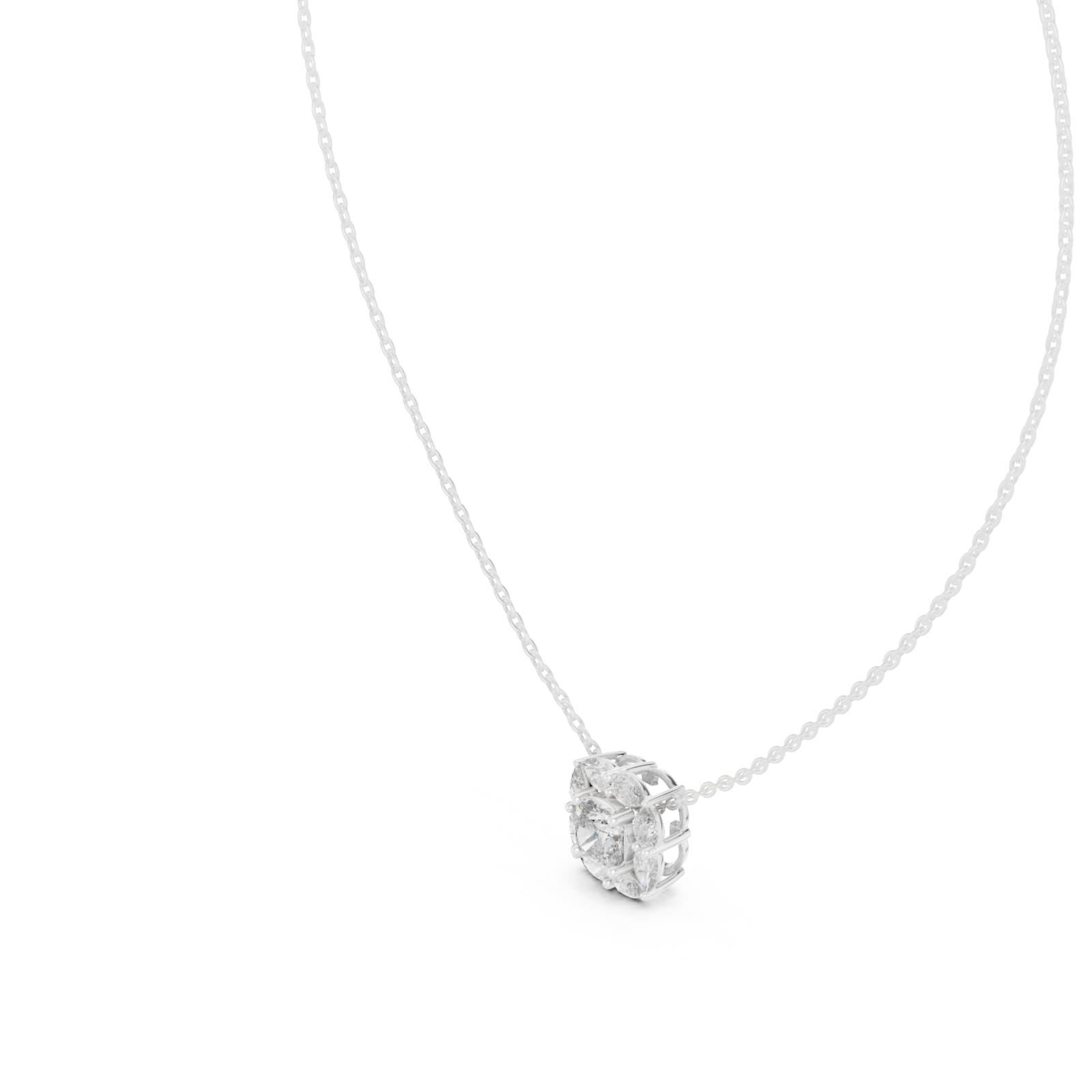  White Gold Enchanted Twilight Bloom Chain Necklace Right View