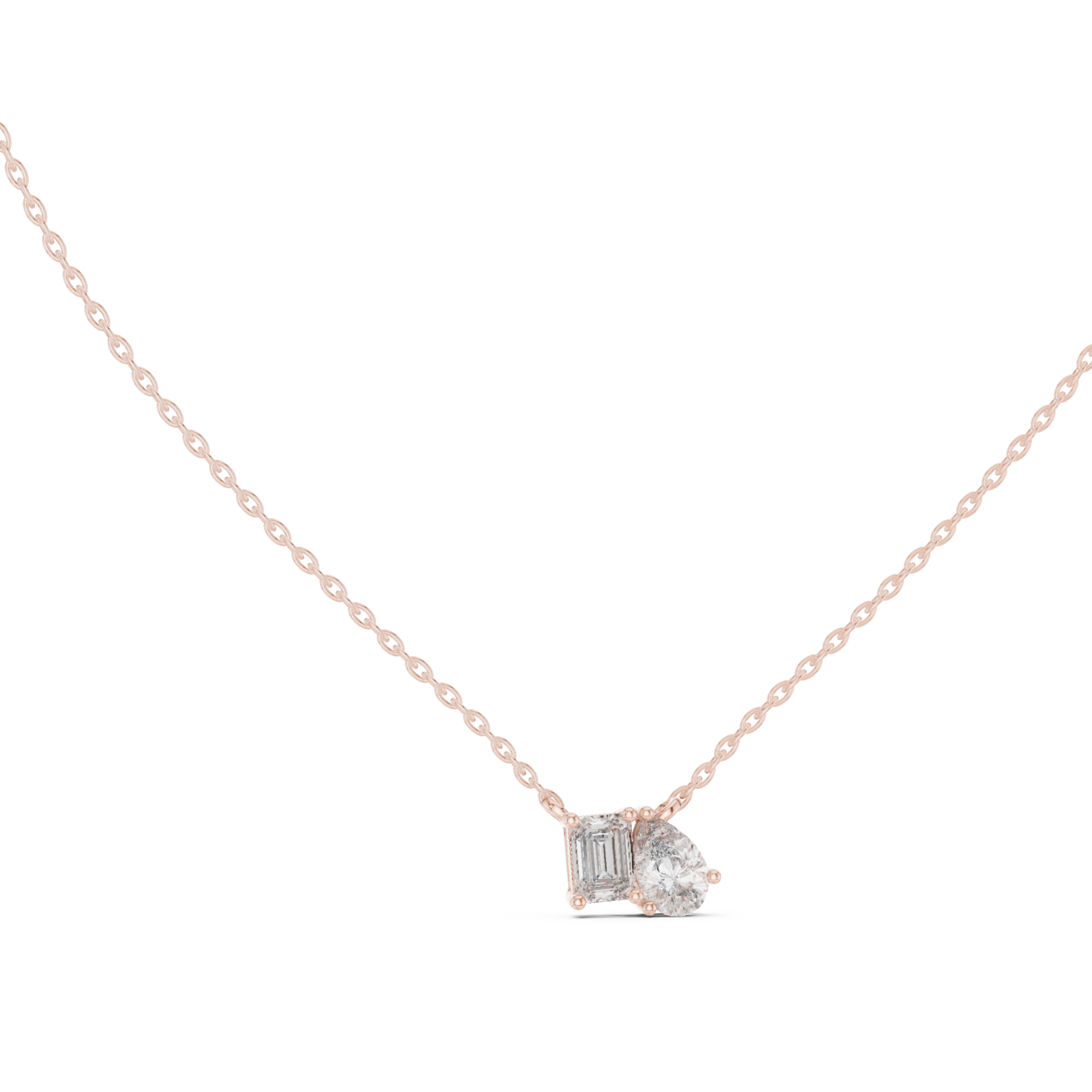  Rose Gold Lustrous Twin Illusion Modern Pendant Left View