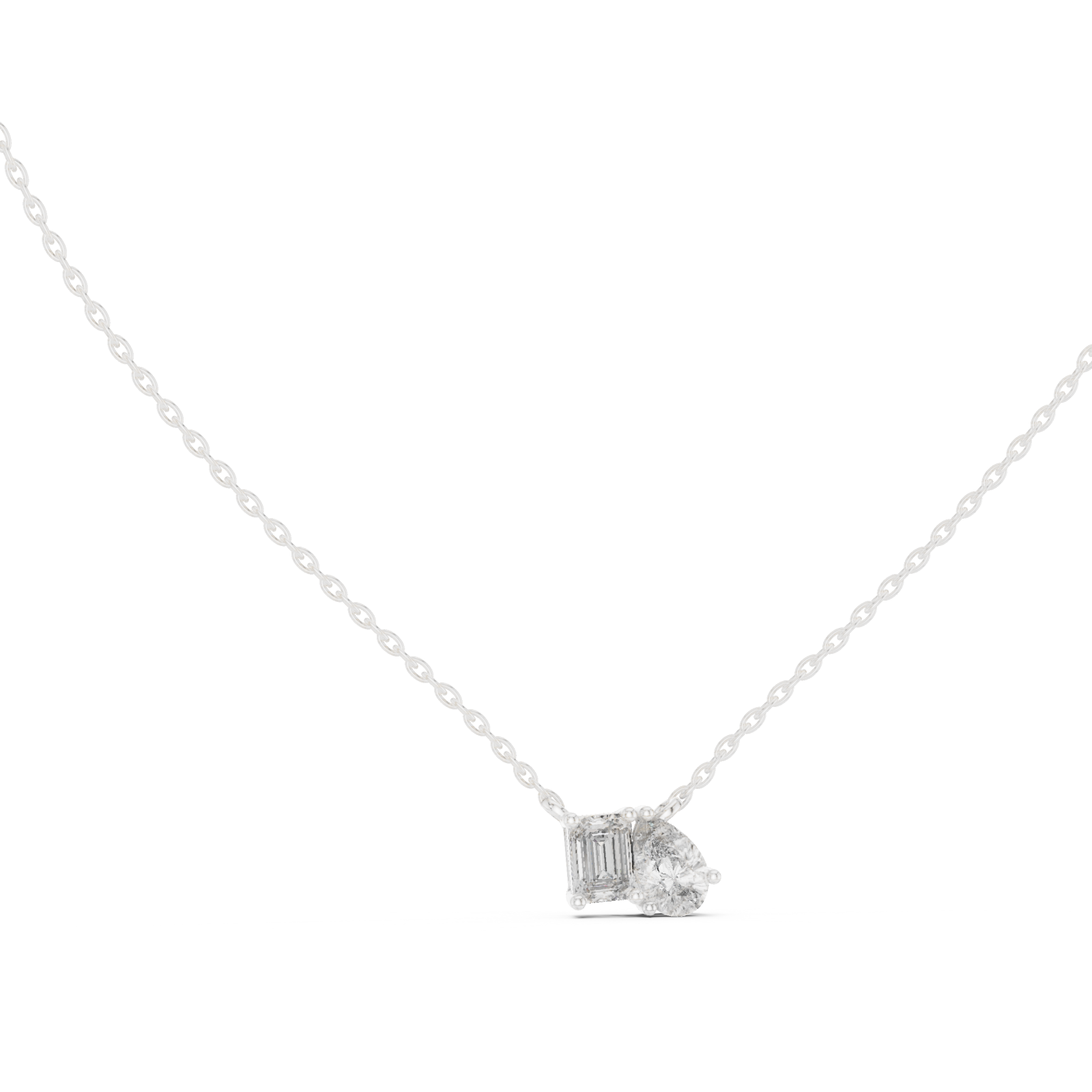  White Gold Lustrous Twin Illusion Modern Pendant Left View