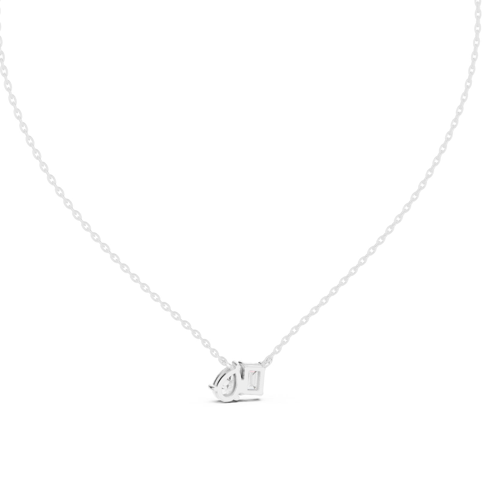  White Gold Lustrous Twin Illusion Modern Pendant Front View