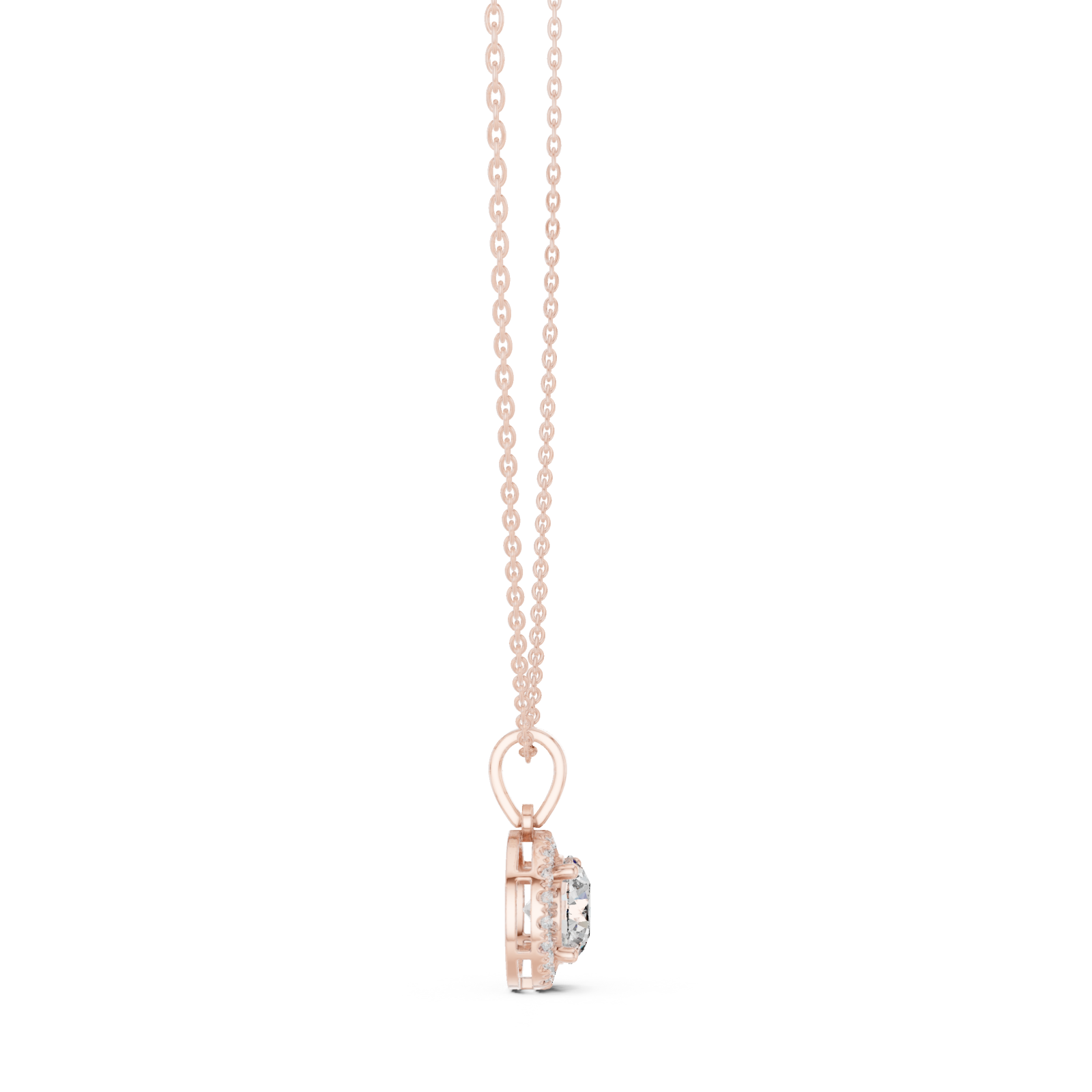  Rose Gold Infinite Grace Luster Pendant Necklace Side View