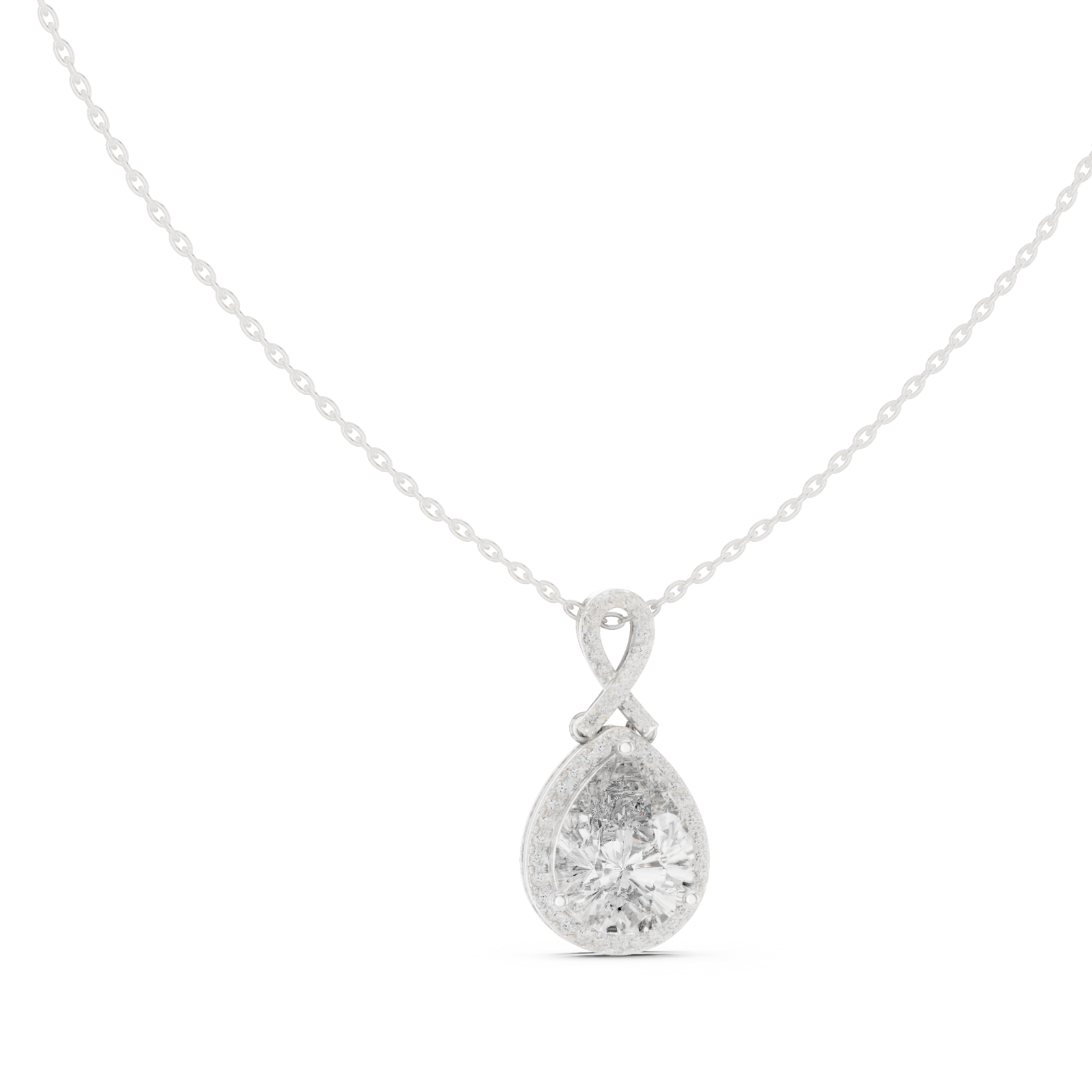  White Gold Radiant Elegance Pendant Necklace Left View