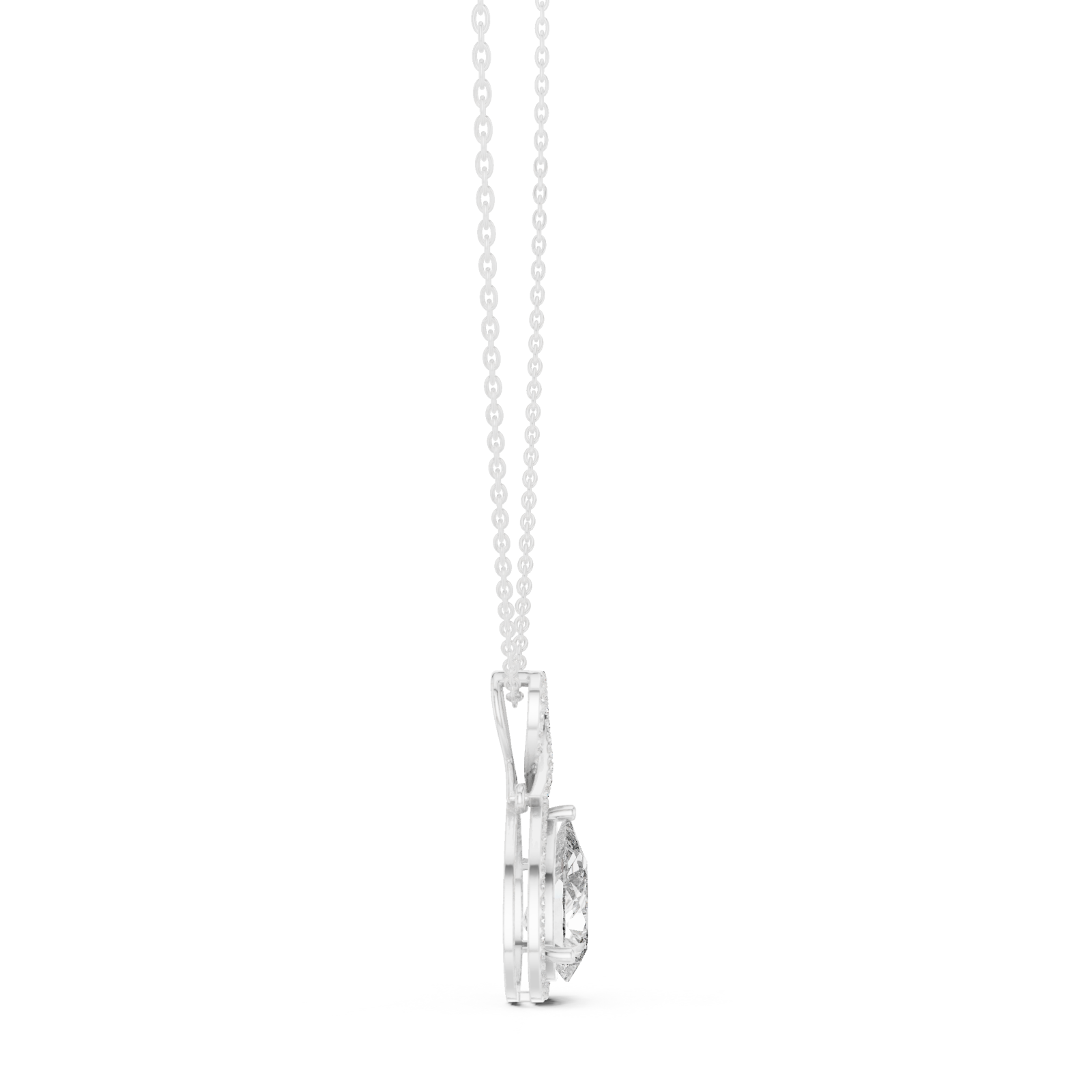  White Gold Radiant Elegance Pendant Necklace Side View