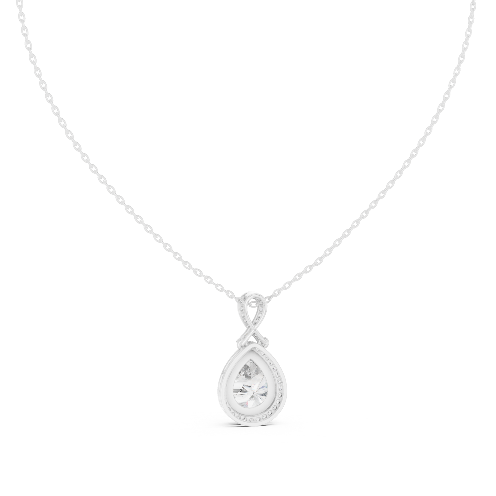  White Gold Radiant Elegance Pendant Necklace Front View