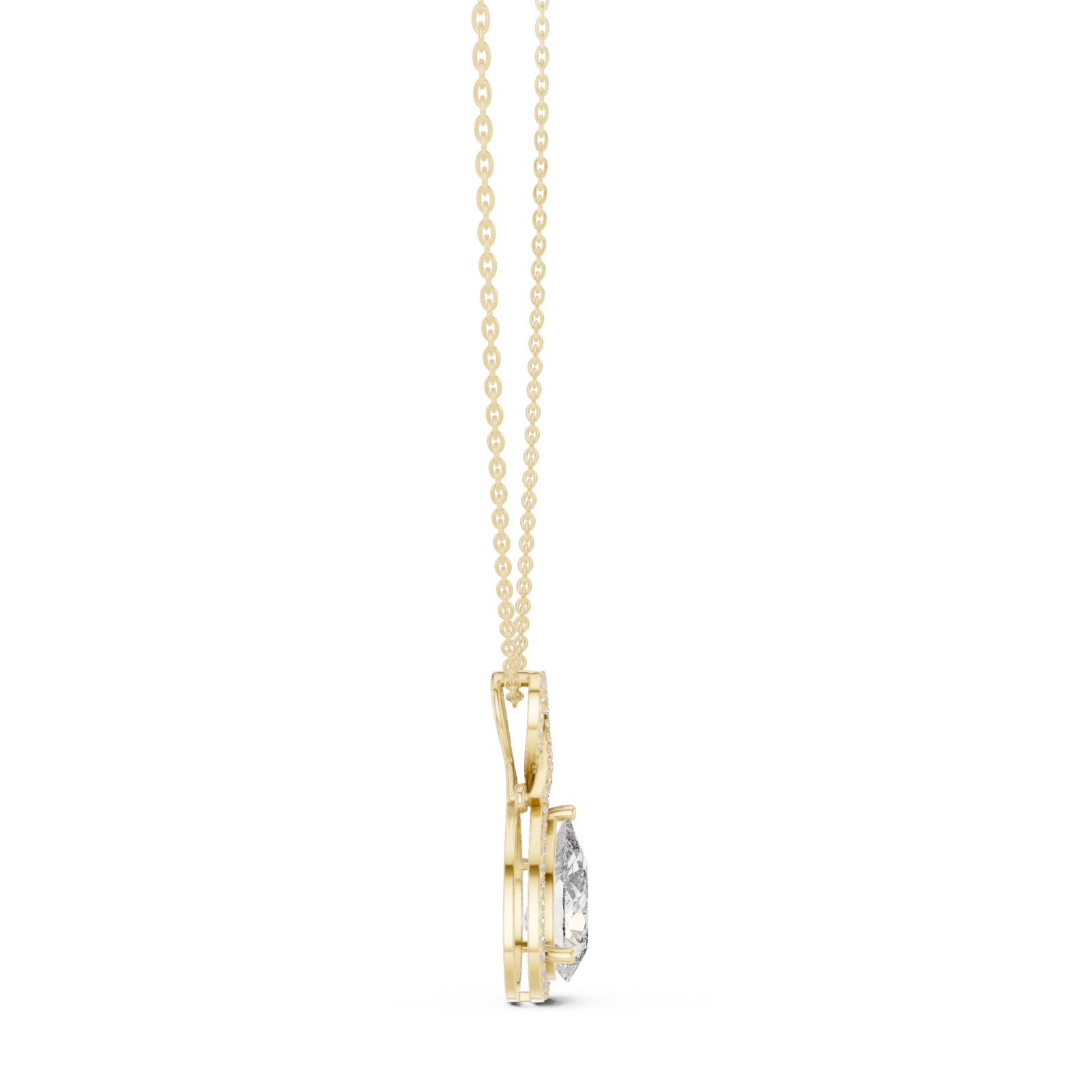  Gold Radiant Elegance Pendant Necklace Side View