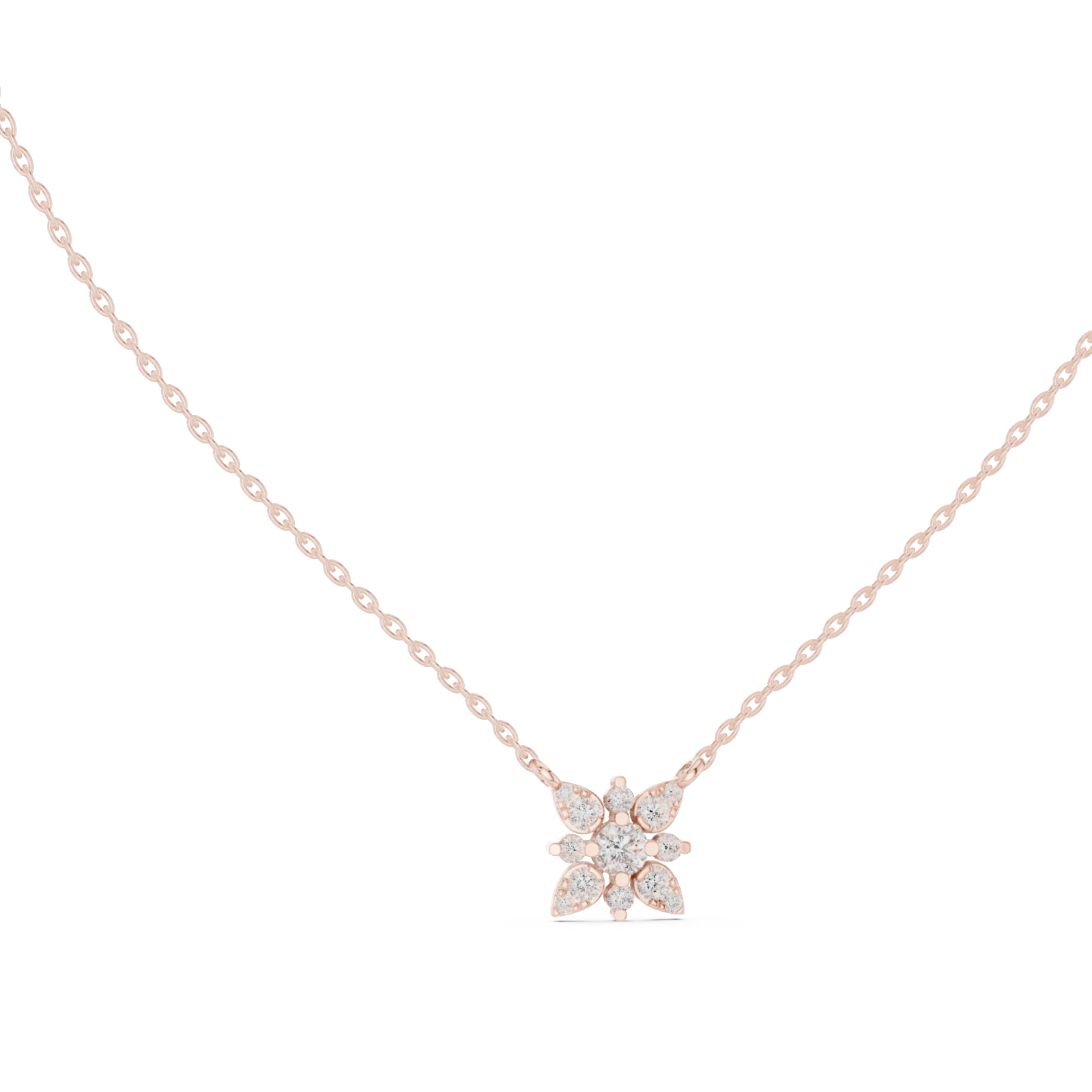  Rose Gold Celestial Petal Harmony Cluster Pendant Left View