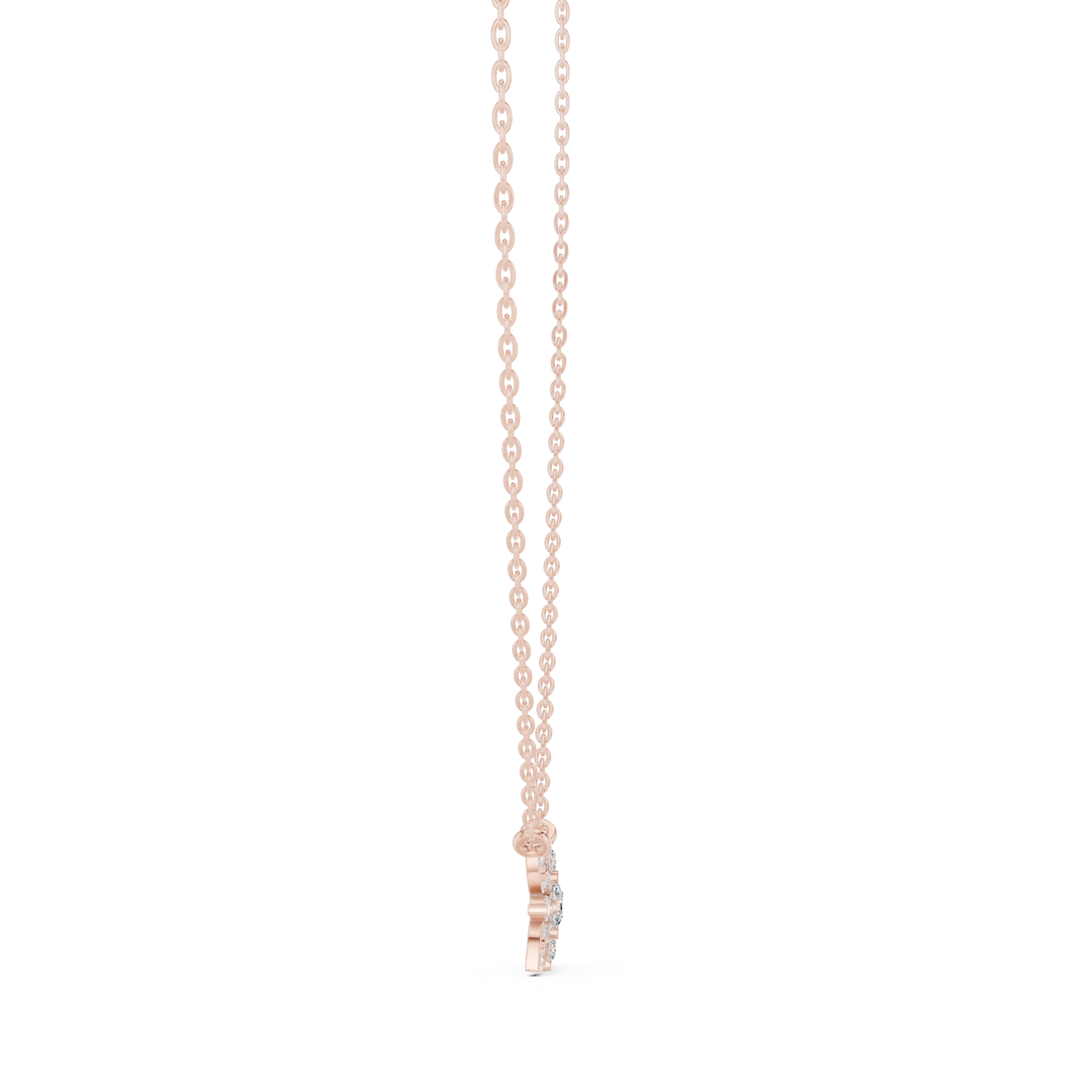  Rose Gold Celestial Petal Harmony Cluster Pendant Side View