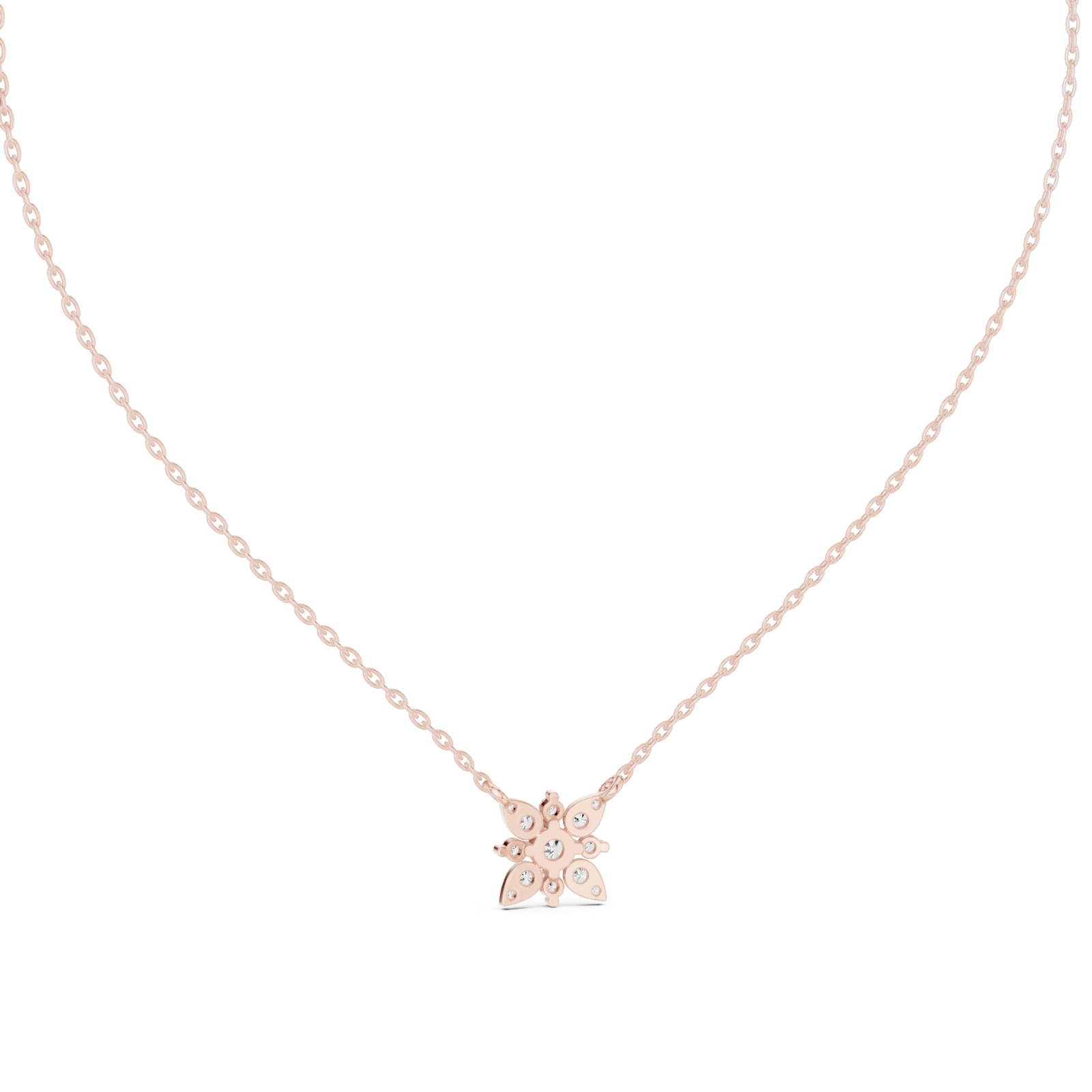  Rose Gold Celestial Petal Harmony Cluster Pendant Front View