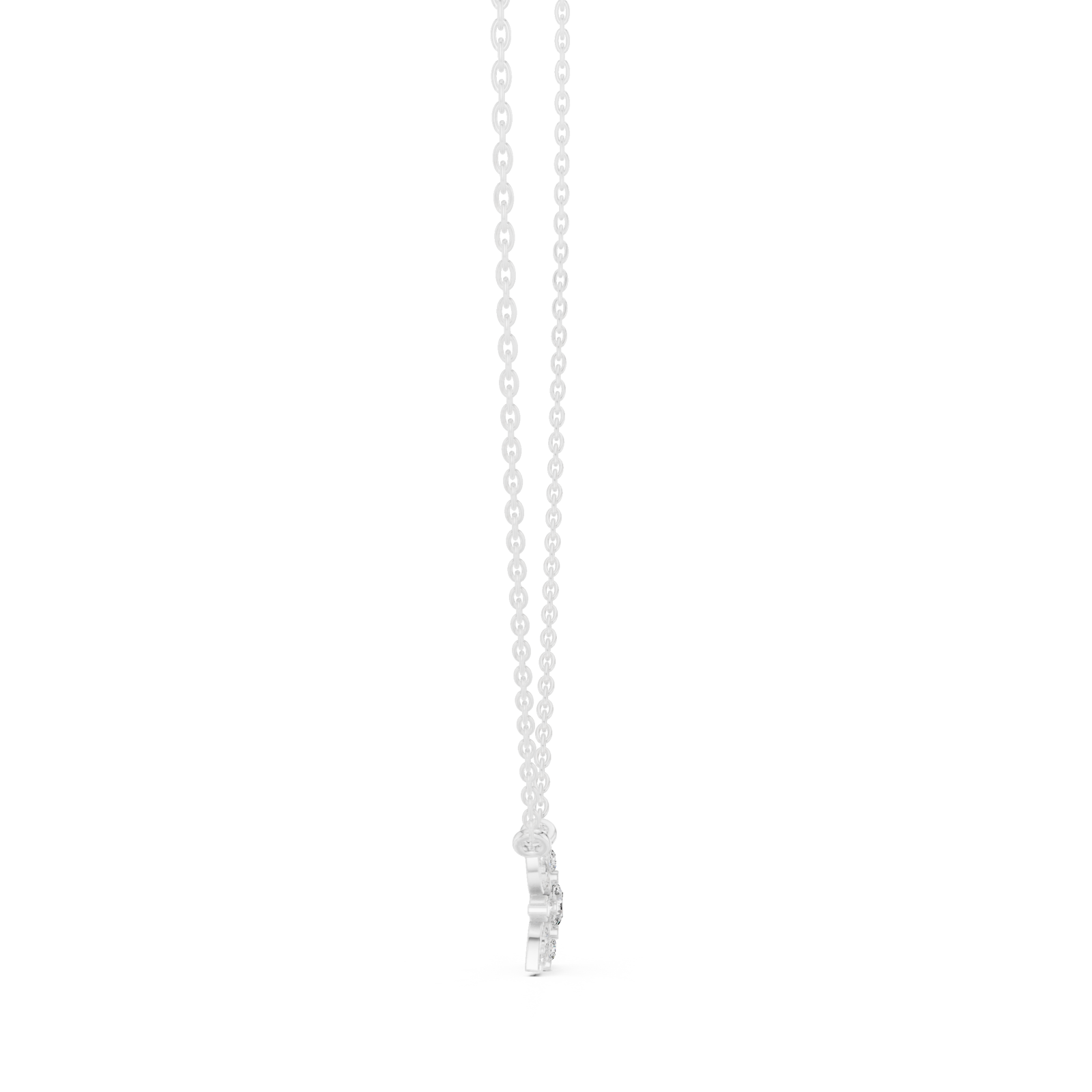  White Gold Celestial Petal Harmony Cluster Pendant Side View