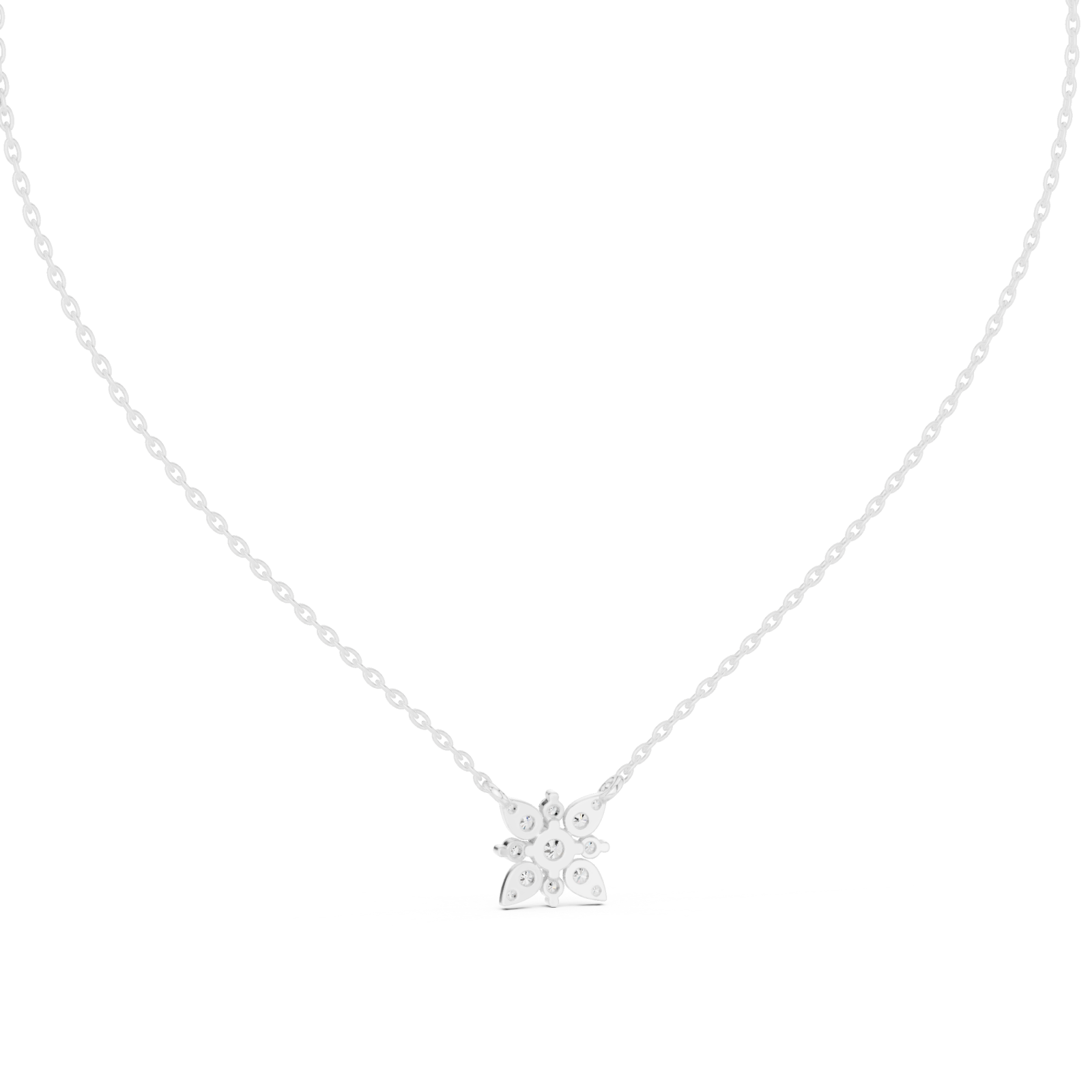  White Gold Celestial Petal Harmony Cluster Pendant Front View