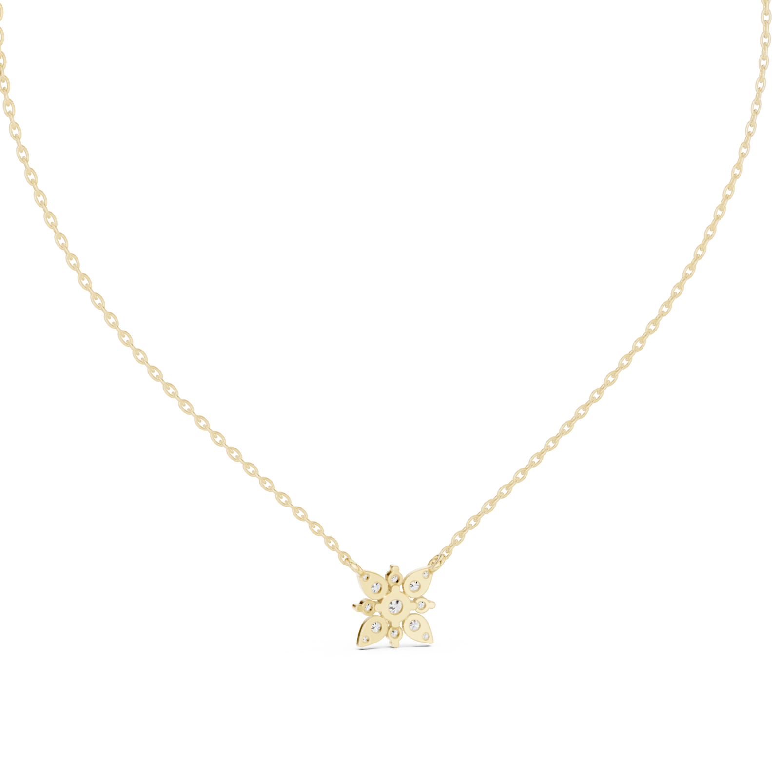  Gold Celestial Petal Harmony Cluster Pendant Front View