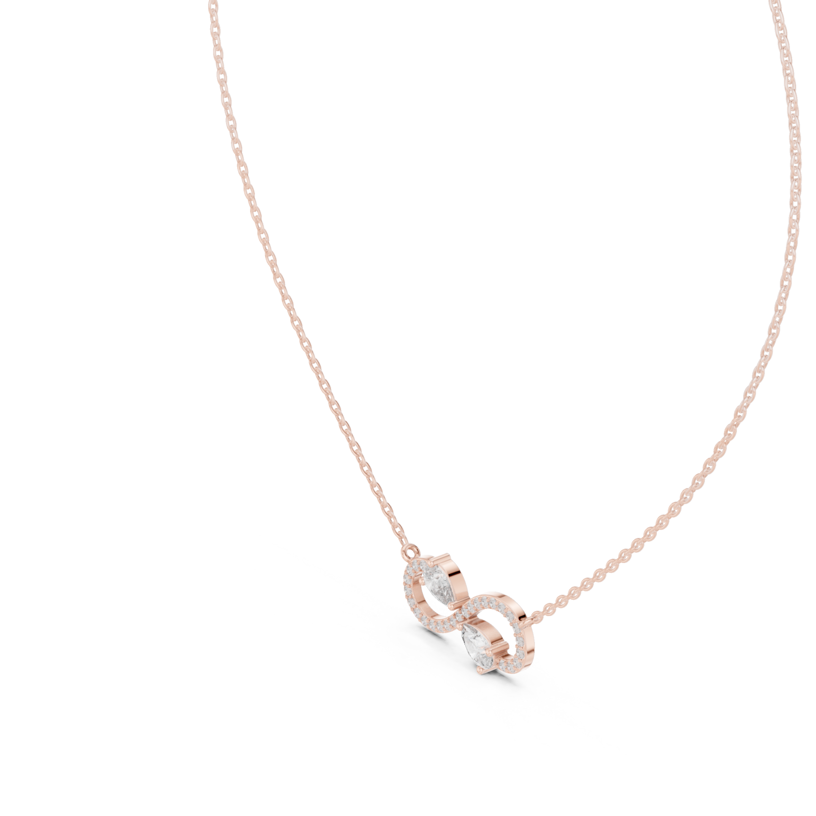  Rose Gold Whispered Bond Trio Pendant Necklace Right View