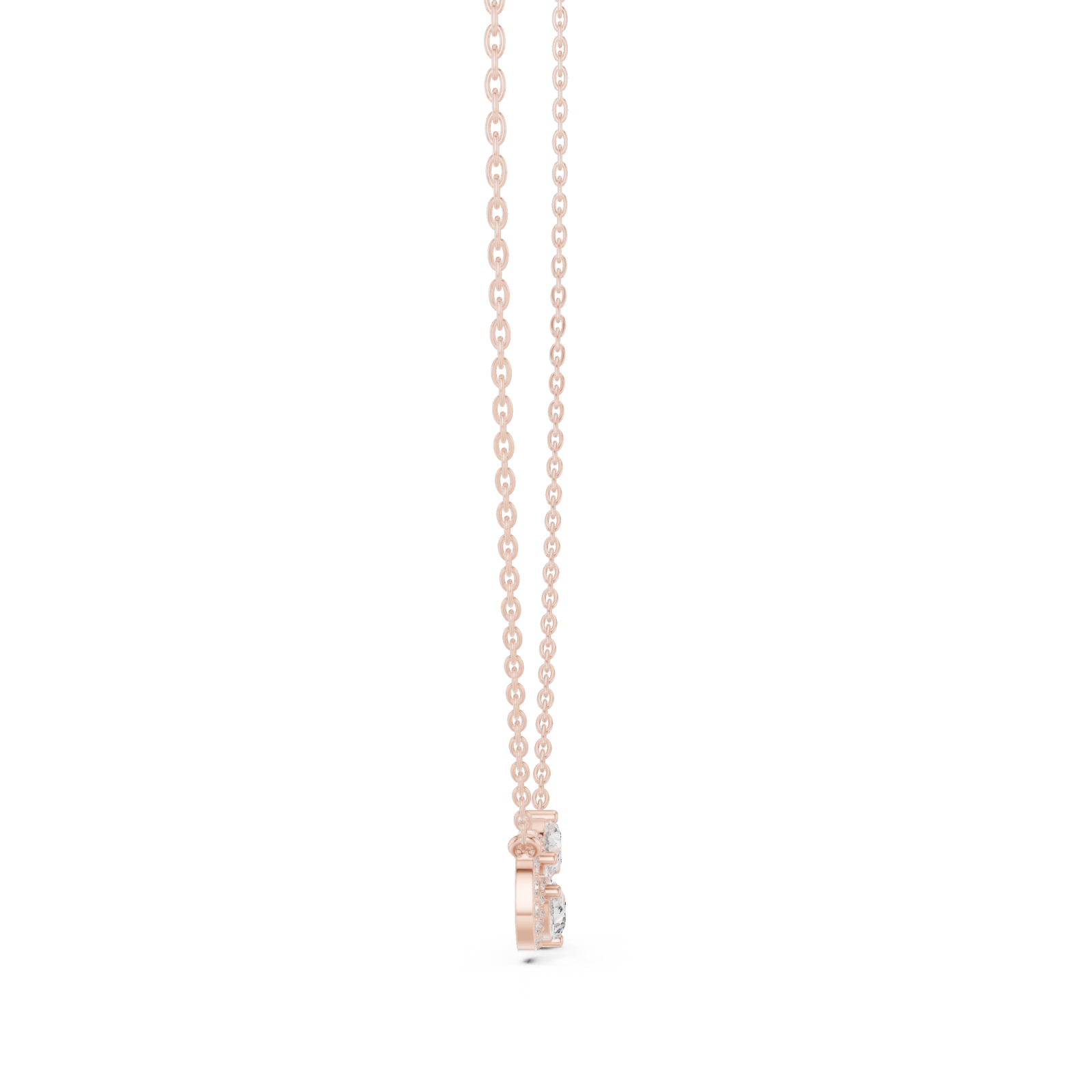  Rose Gold Whispered Bond Trio Pendant Necklace Side View