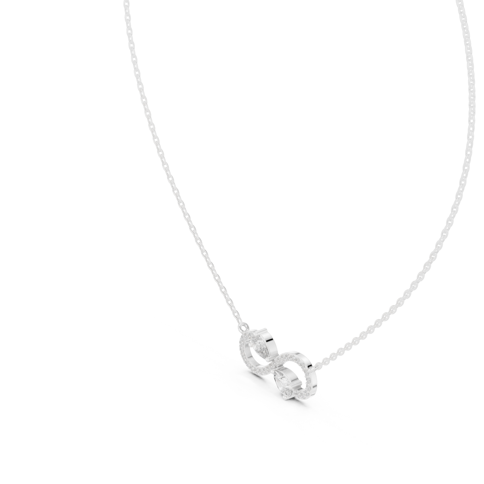  White Gold Whispered Bond Trio Pendant Necklace Right View