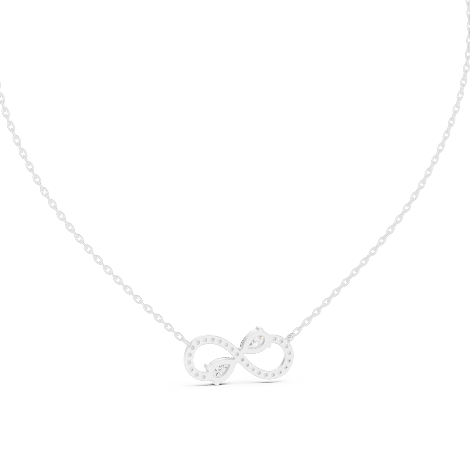  White Gold Whispered Bond Trio Pendant Necklace Front View
