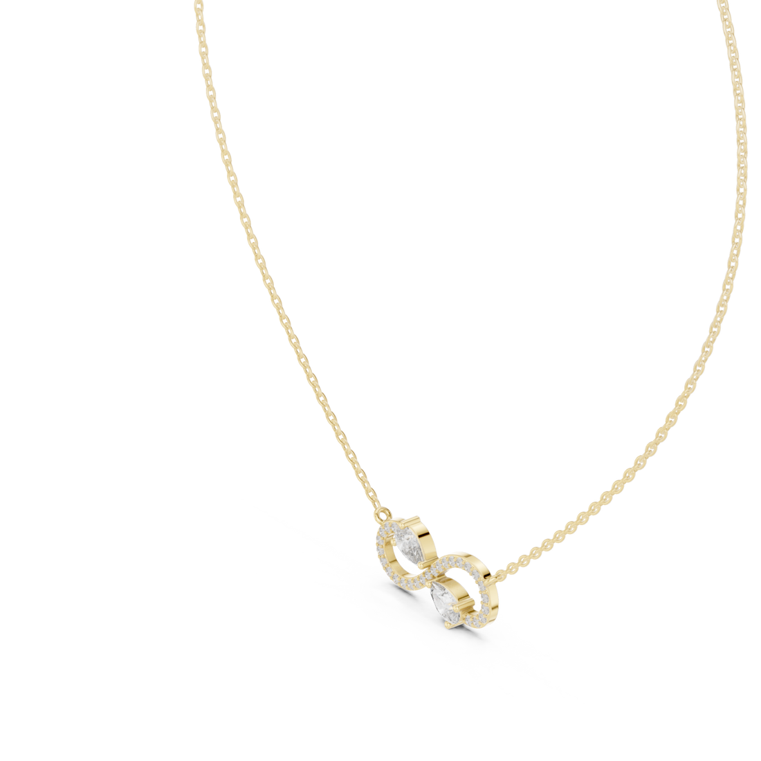 Gold Whispered Bond Trio Pendant Necklace Right View
