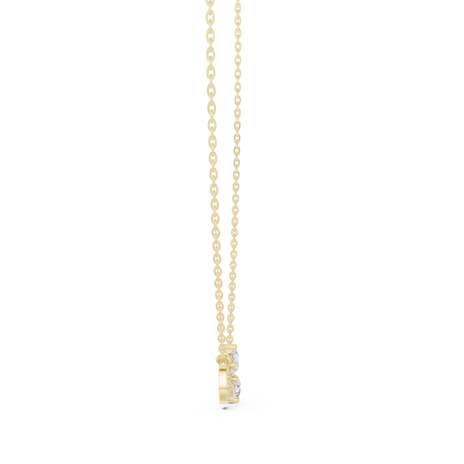  Gold Whispered Bond Trio Pendant Necklace Side View