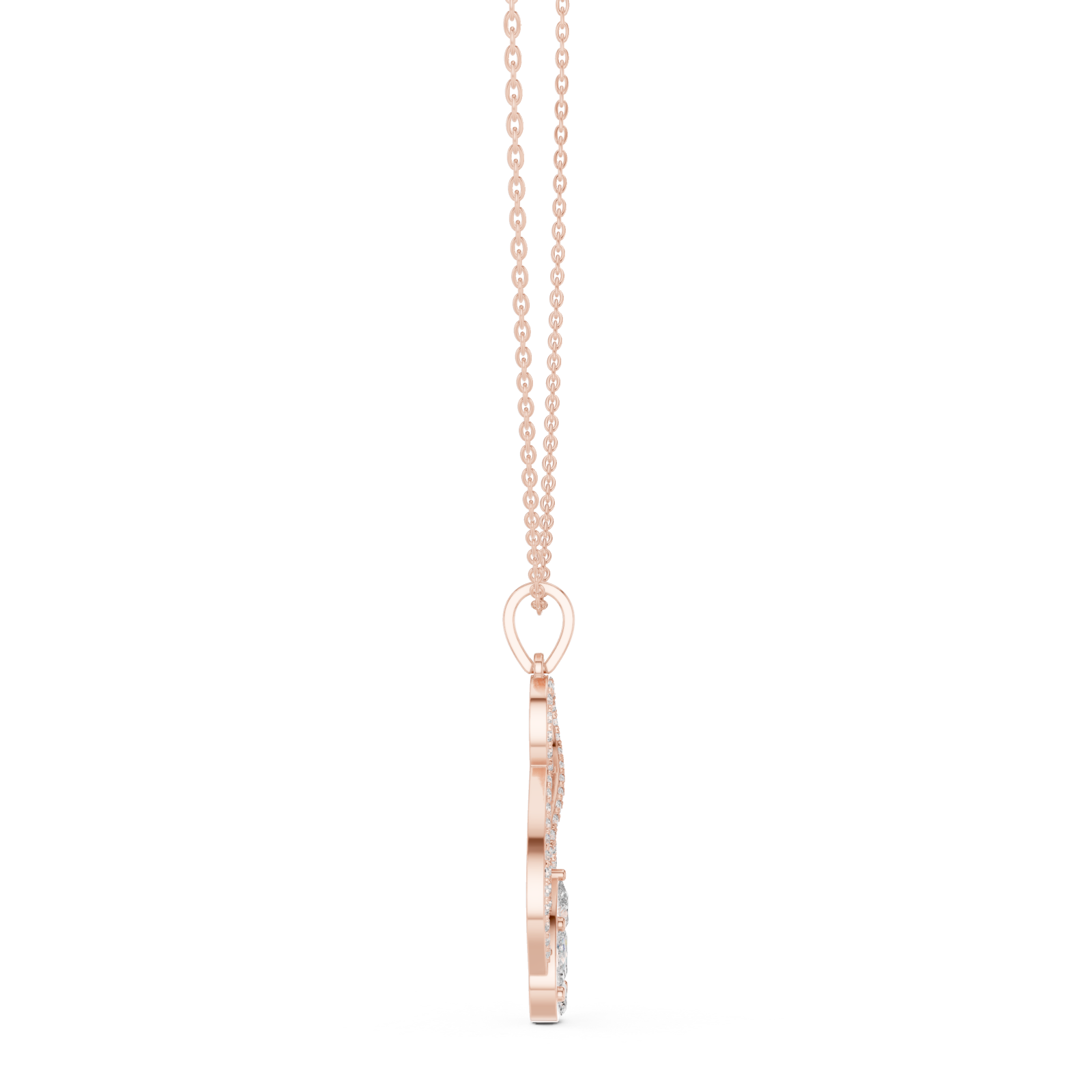  Rose Gold Tidal Embrace Marquise Pendant Necklace Side View