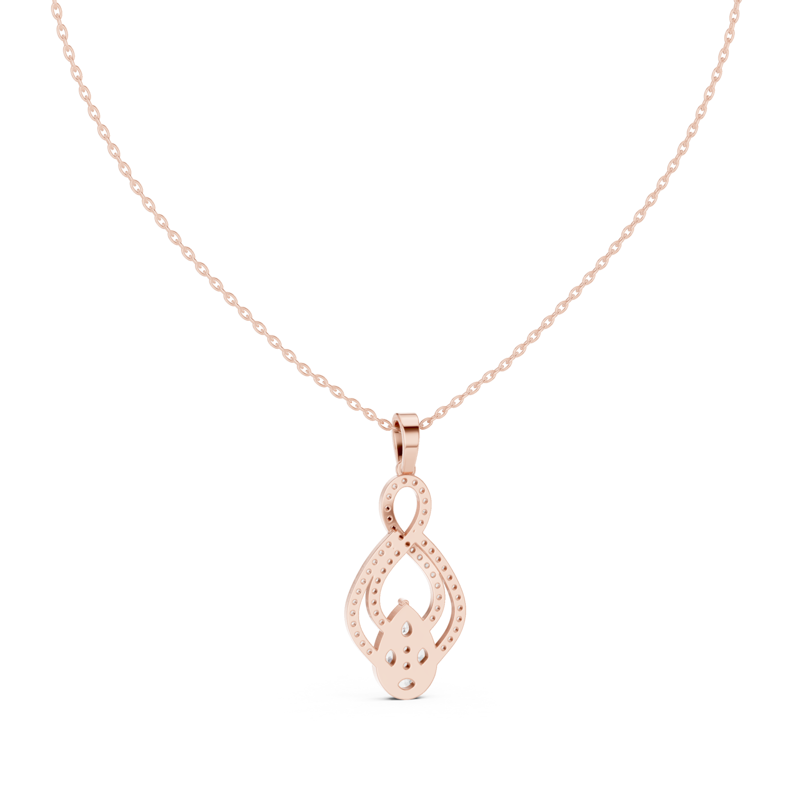 Rose Gold Tidal Embrace Marquise Pendant Necklace Front View