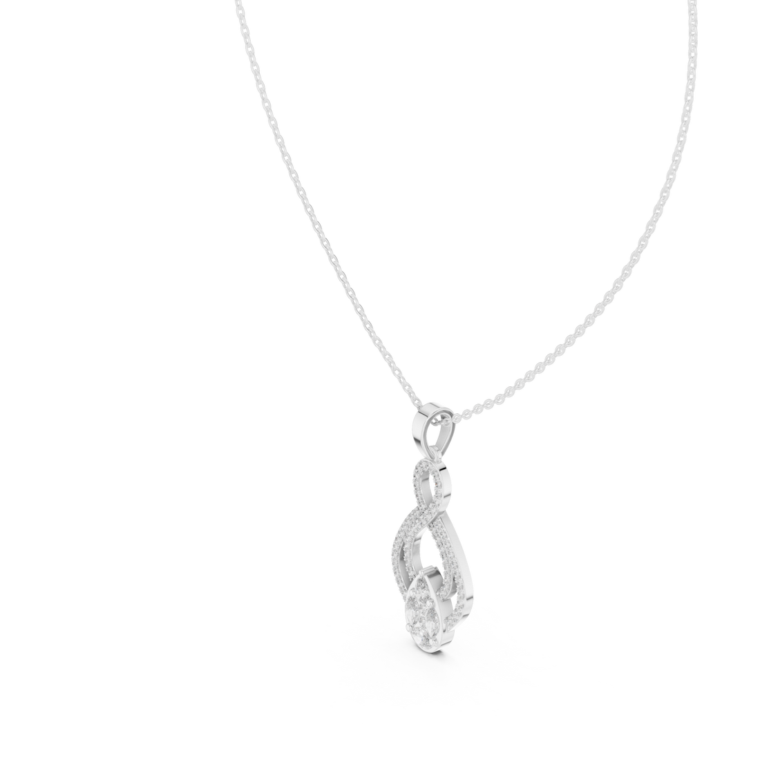  White Gold Tidal Embrace Marquise Pendant Necklace Right View