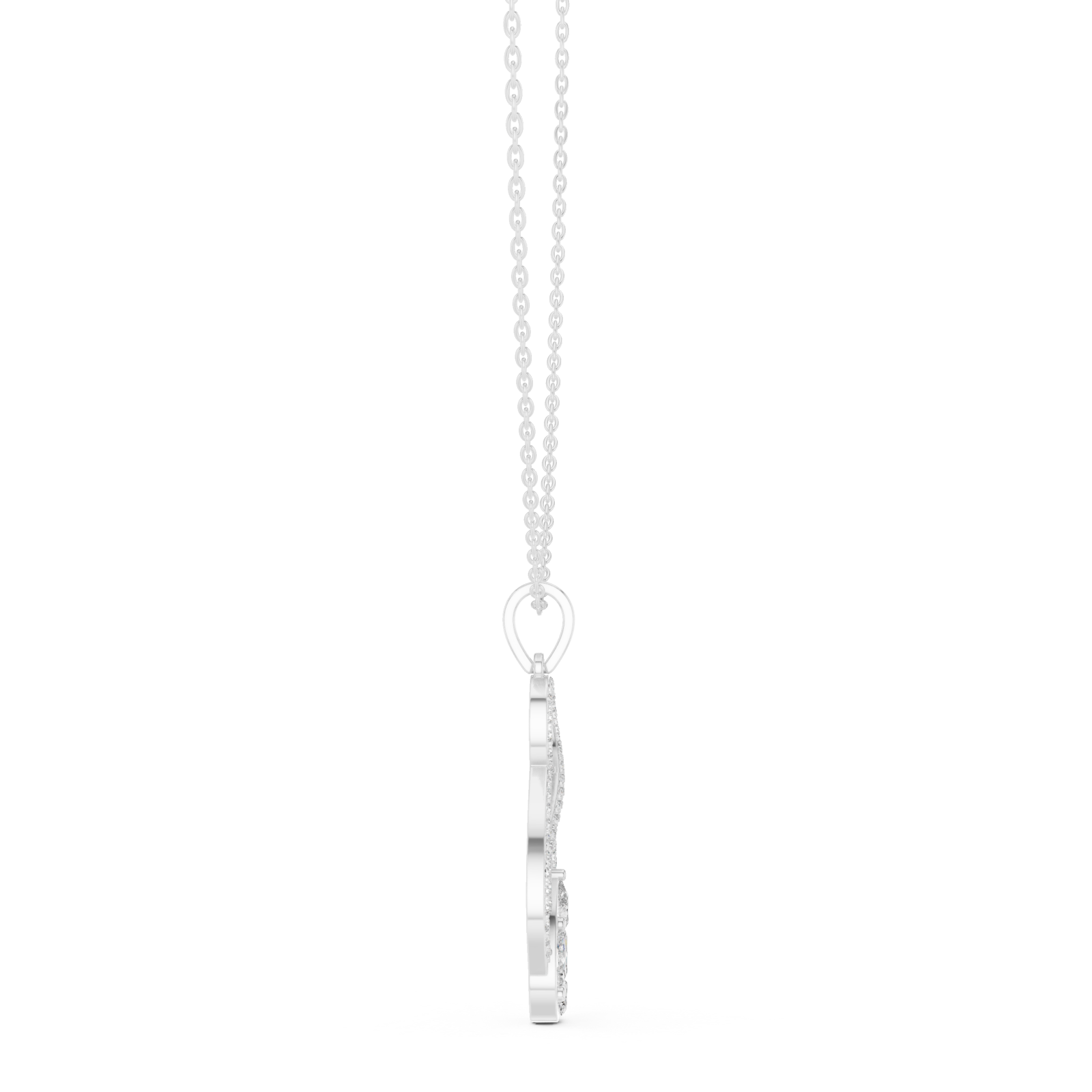  White Gold Tidal Embrace Marquise Pendant Necklace Side View