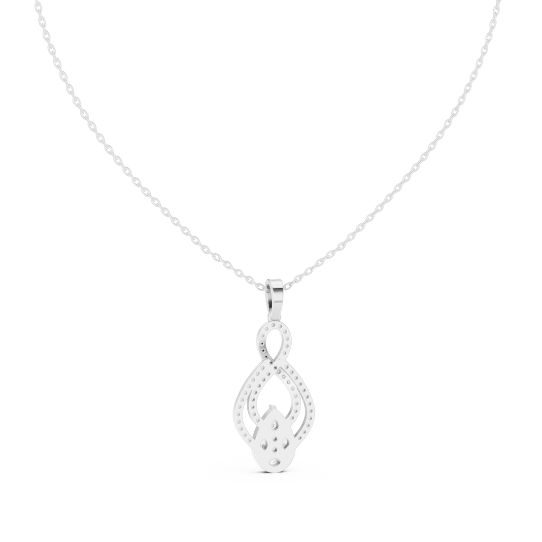  White Gold Tidal Embrace Marquise Pendant Necklace Right View