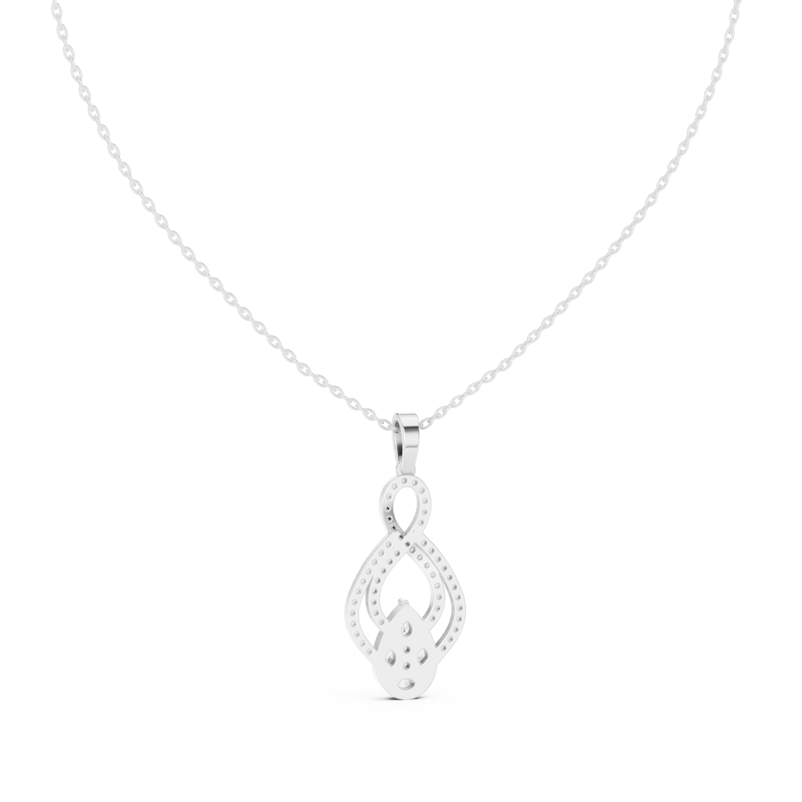  White Gold Tidal Embrace Marquise Pendant Necklace Front View