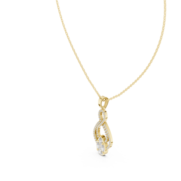 Gold Tidal Embrace Marquise Pendant Necklace Right View