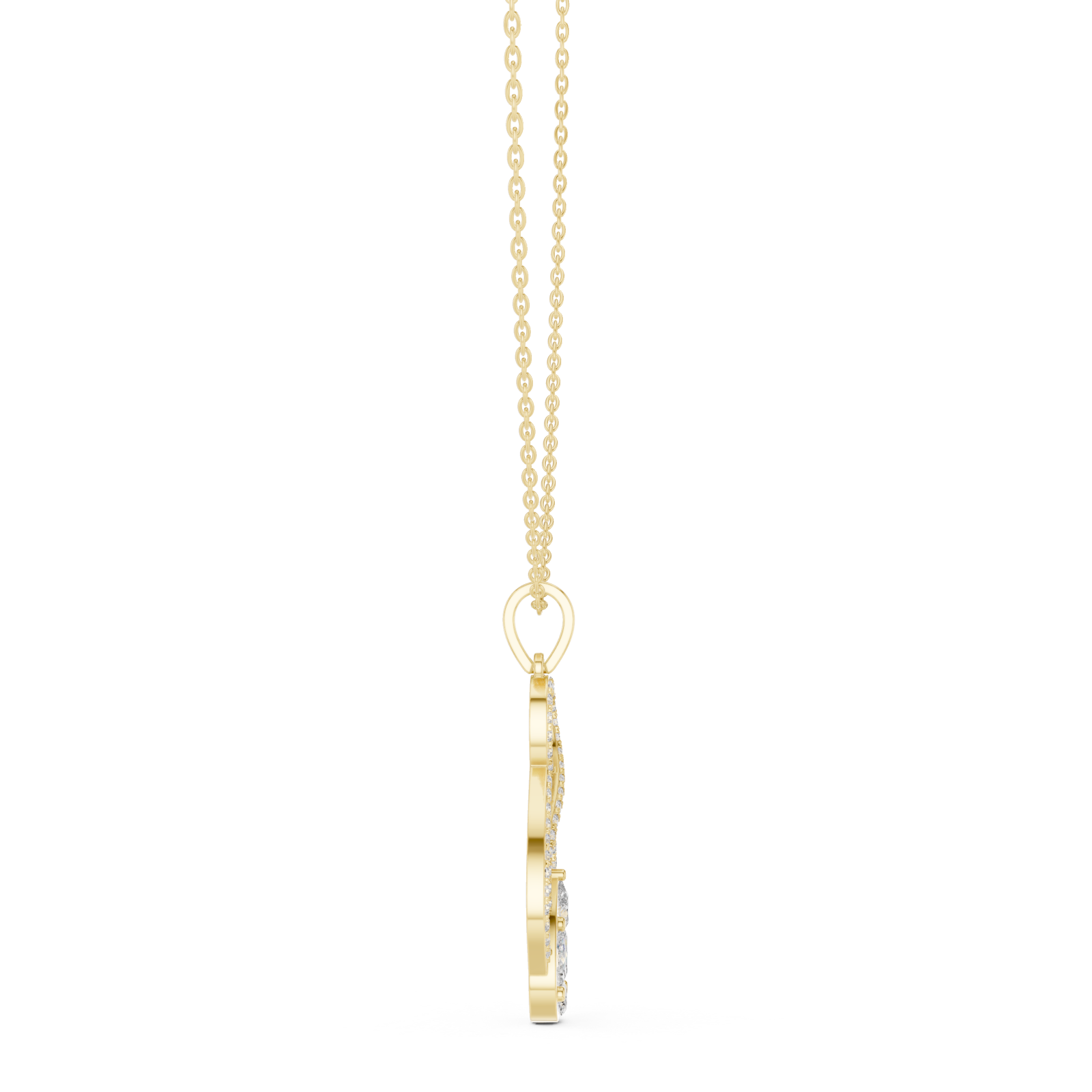  Gold Tidal Embrace Marquise Pendant Necklace Side View