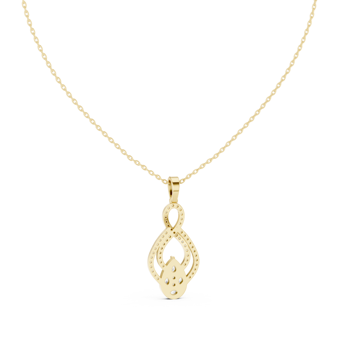 Gold Tidal Embrace Marquise Pendant Necklace Right View