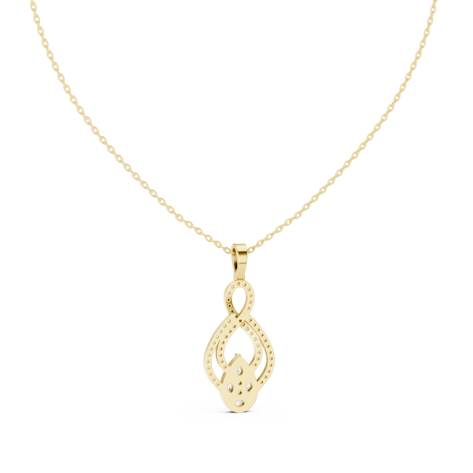  Gold Tidal Embrace Marquise Pendant Necklace Front View