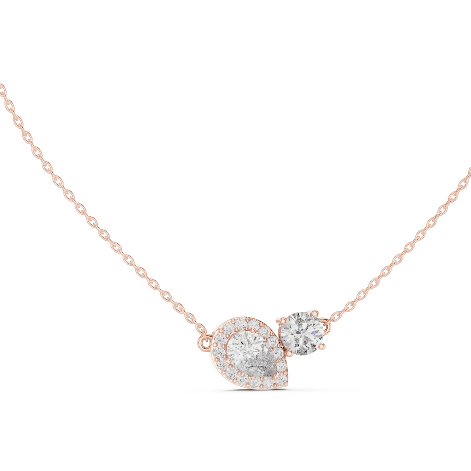  Rose Gold Radiant Heart Duo Chain Left View