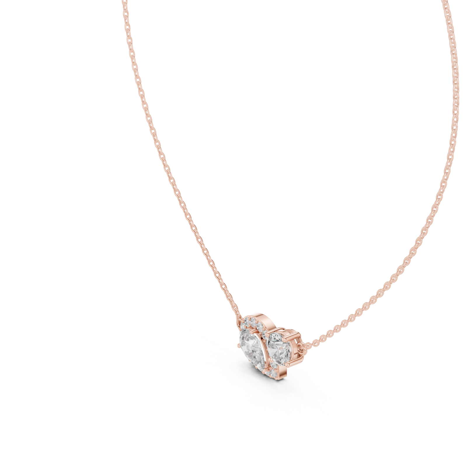  Rose Gold Radiant Heart Duo Chain Right View