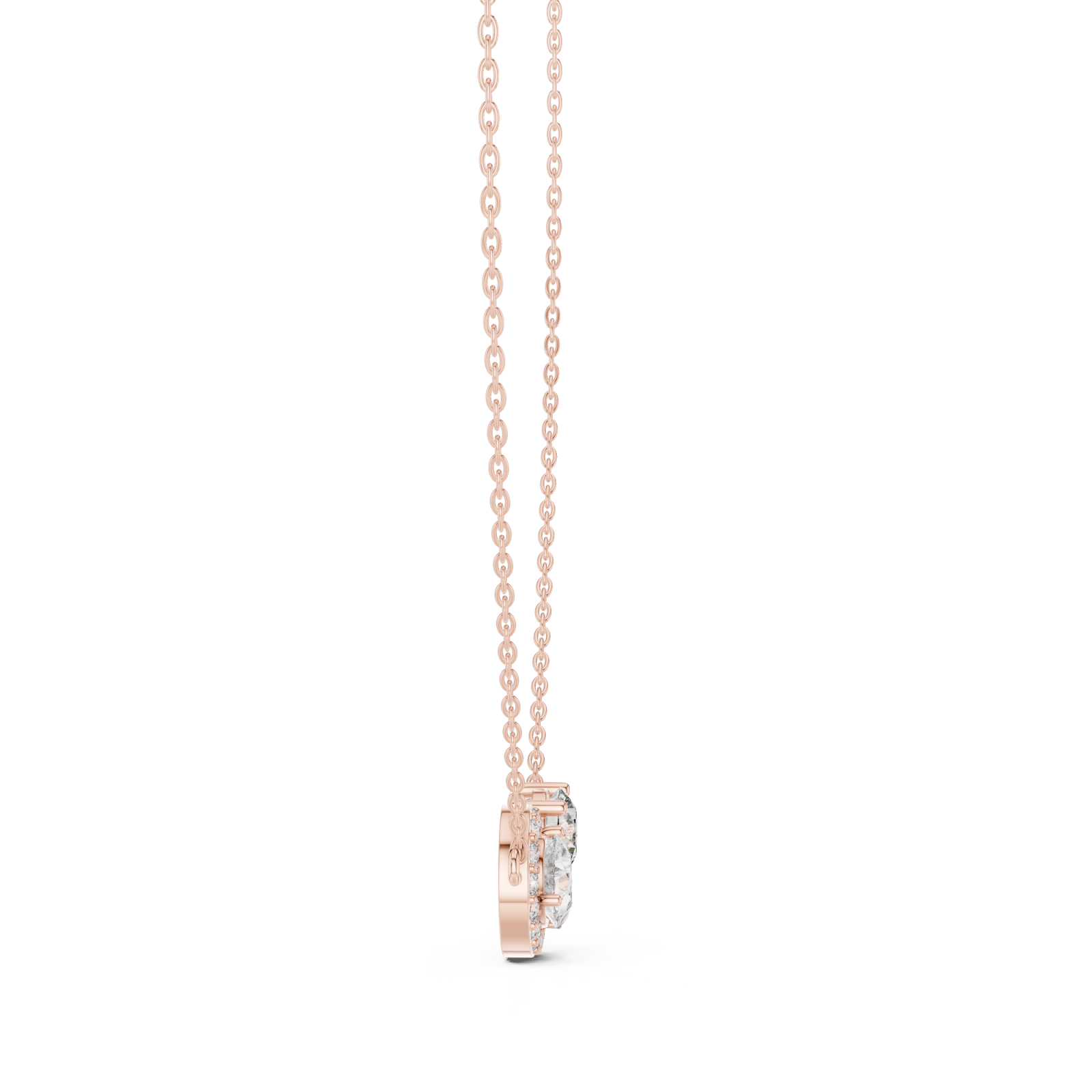  Rose Gold Radiant Heart Duo Chain Side View