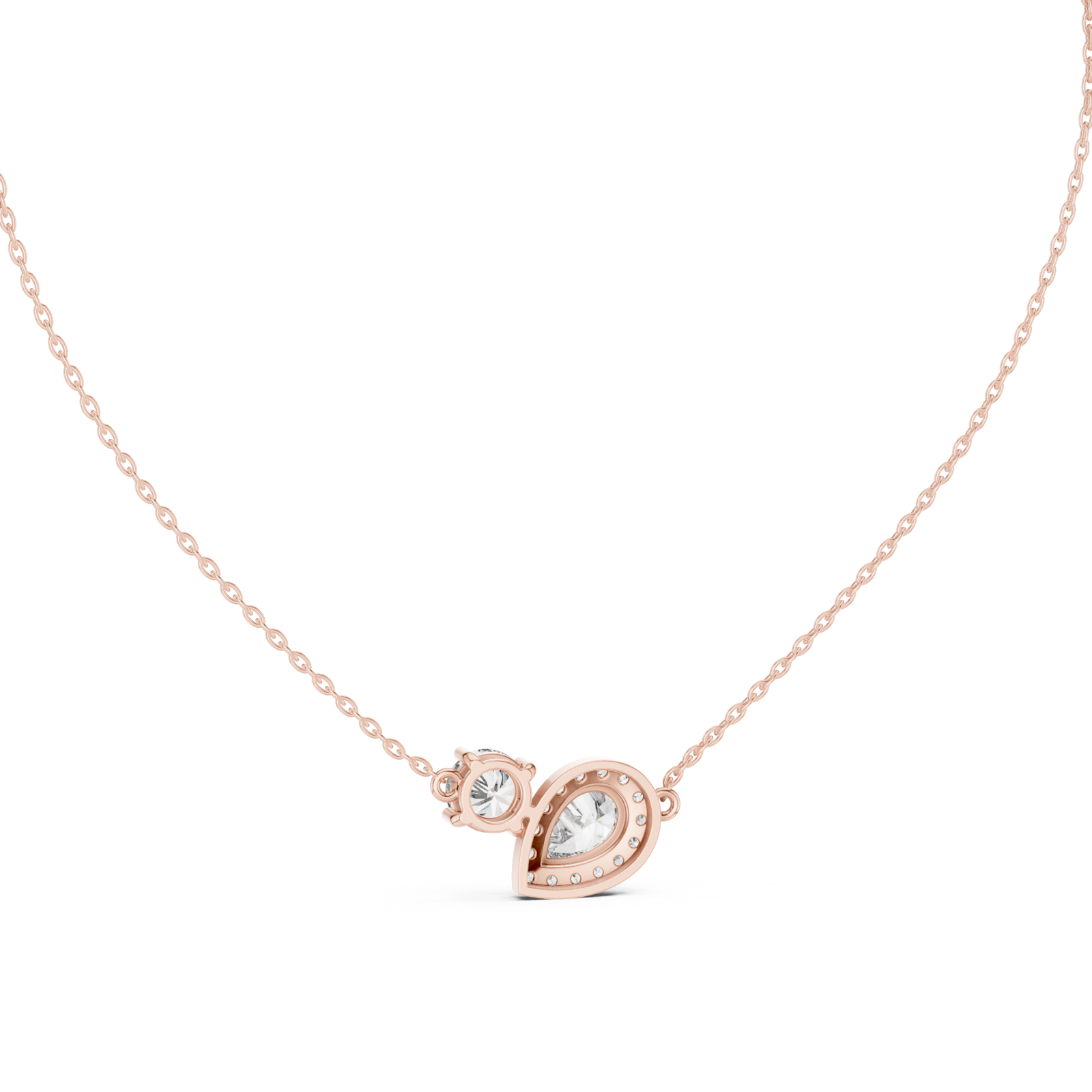  Rose Gold Radiant Heart Duo Chain Front View