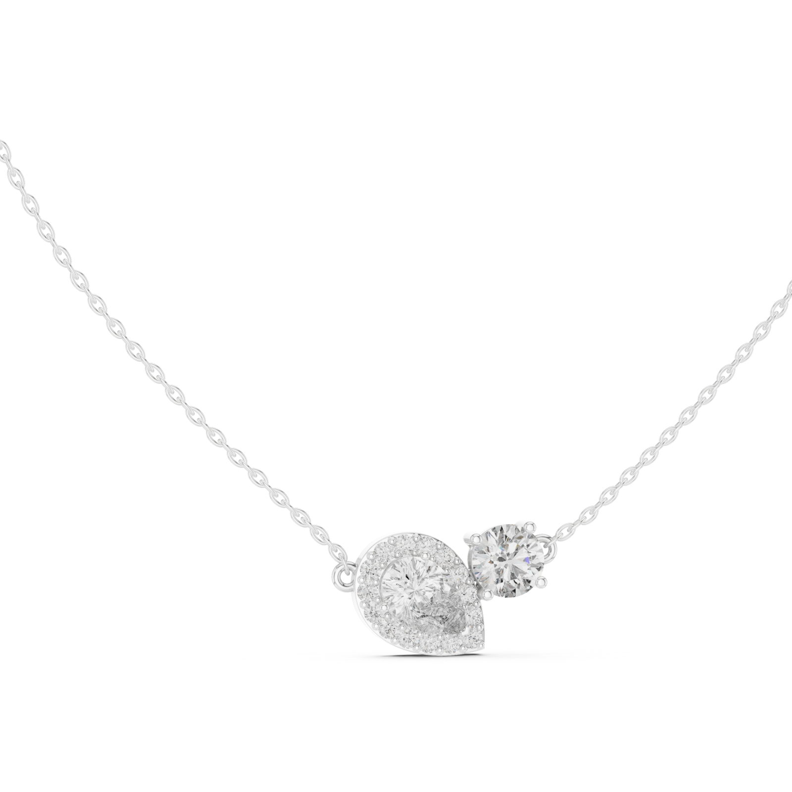  White Gold Radiant Heart Duo Chain Left View