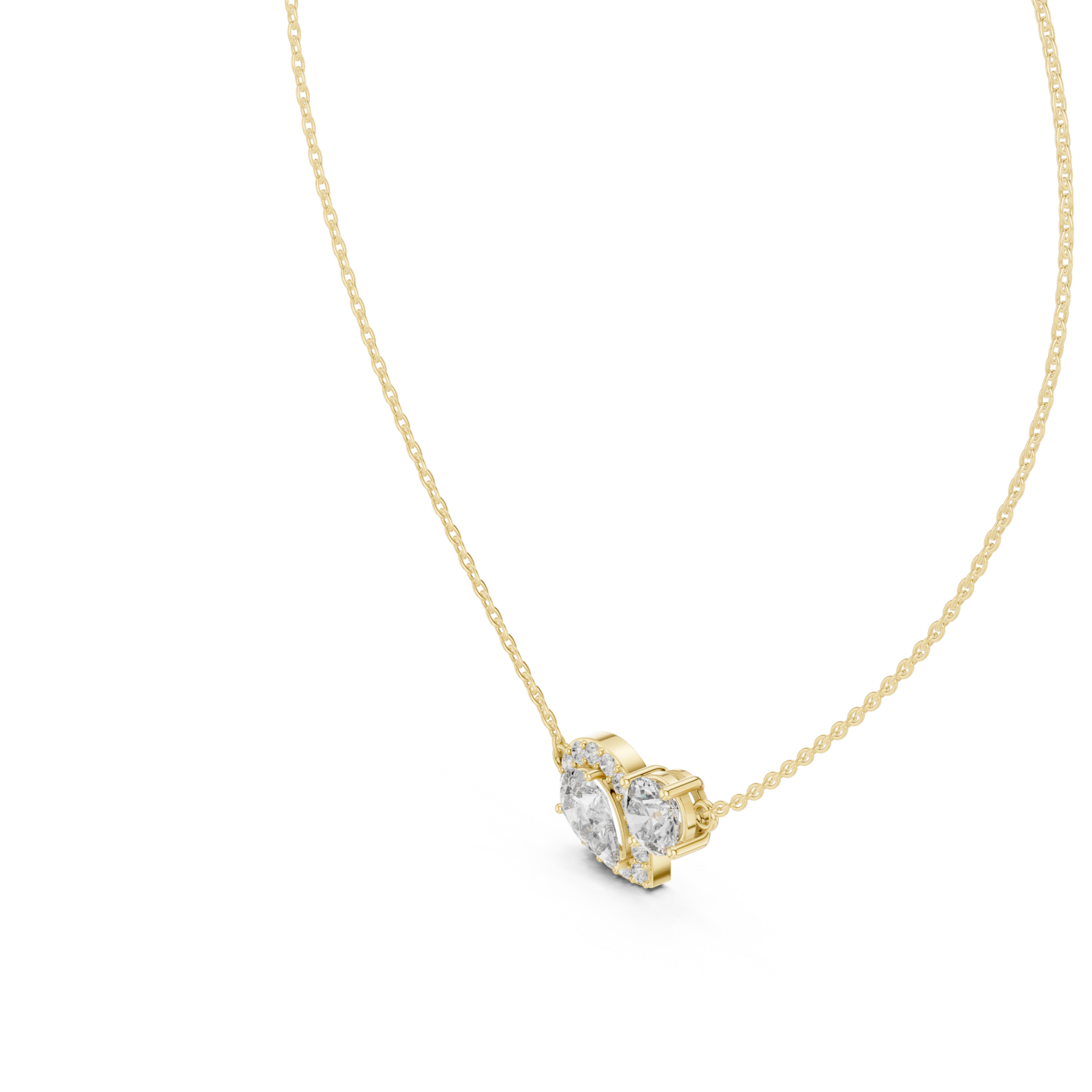 Gold Radiant Heart Duo Chain Right View