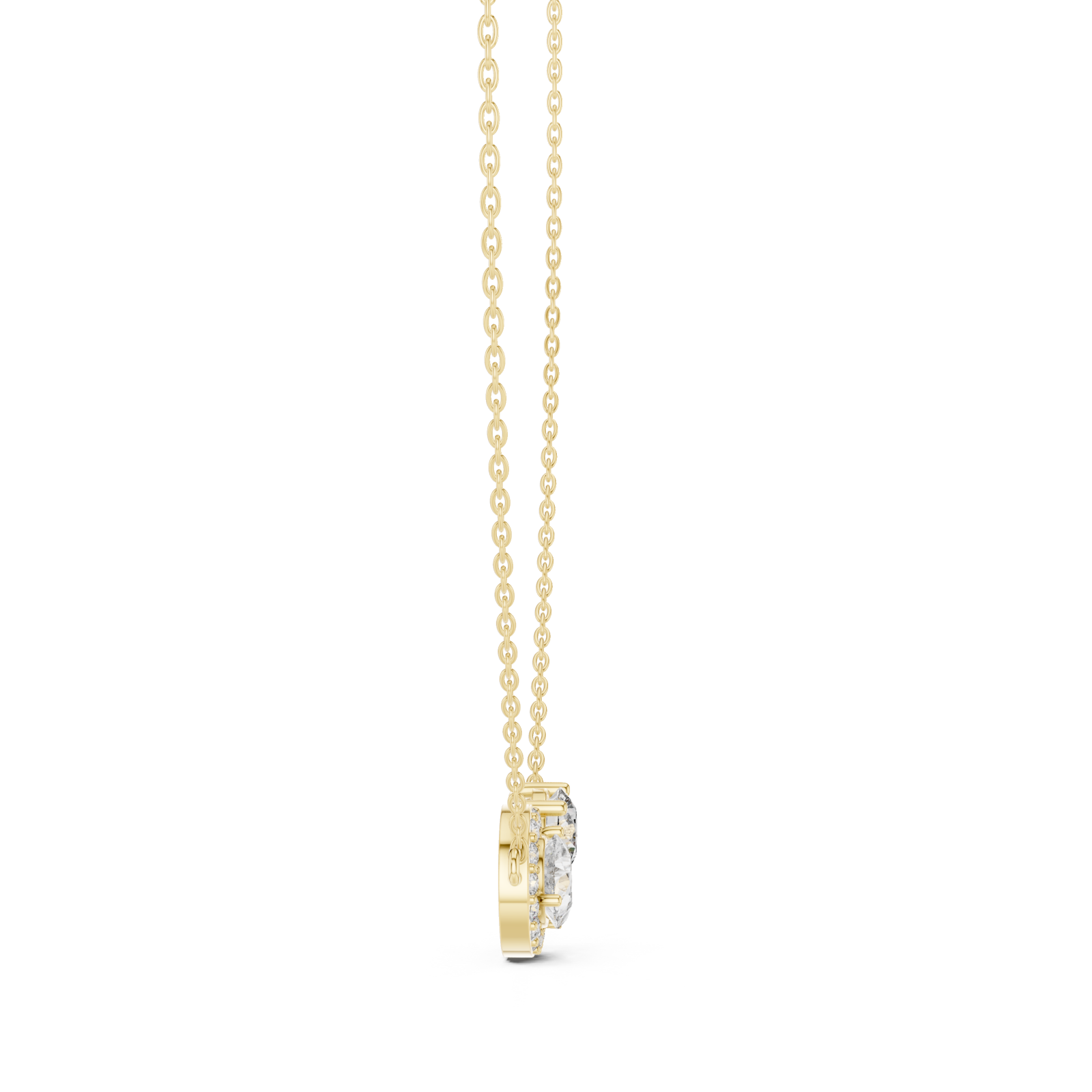  Gold Radiant Heart Duo Chain Side View