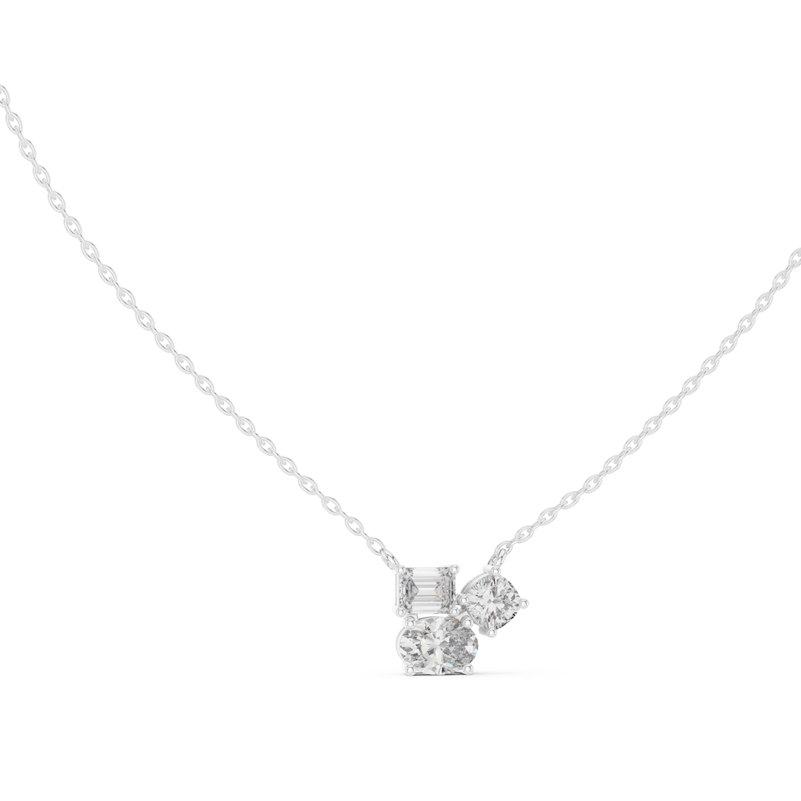  White Gold Radiant Poise Petite Necklace Left View