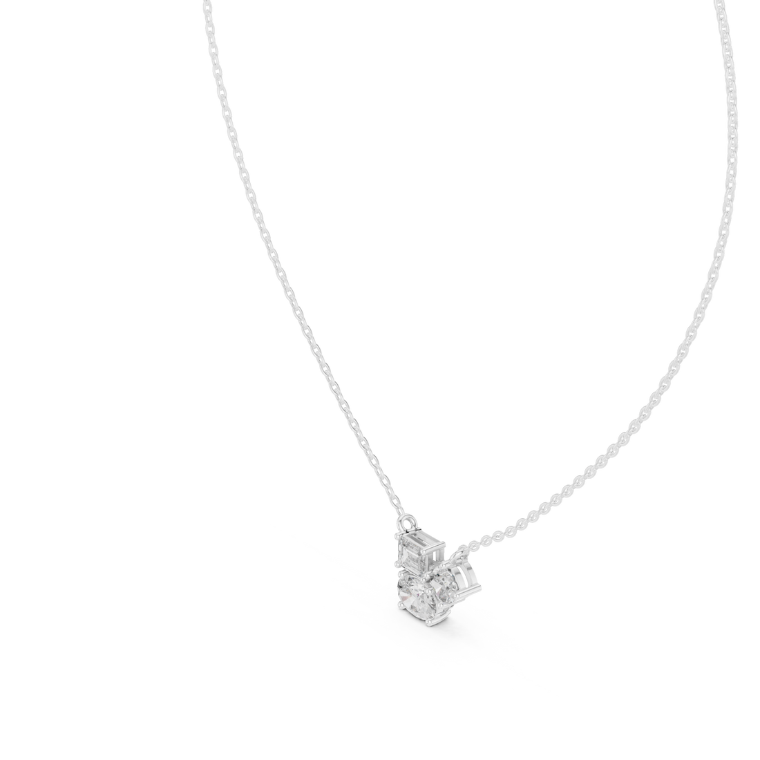  White Gold Radiant Poise Petite Necklace Right View
