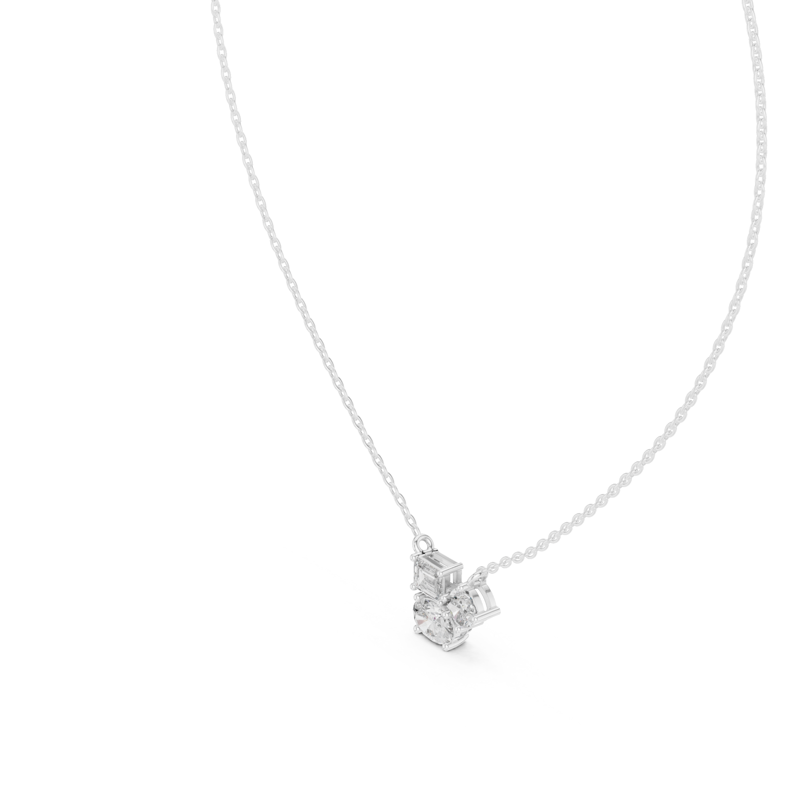  White Gold Radiant Poise Petite Necklace Right View