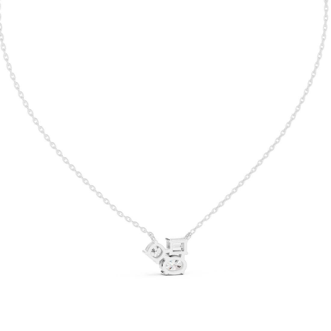  White Gold Radiant Poise Petite Necklace Right View