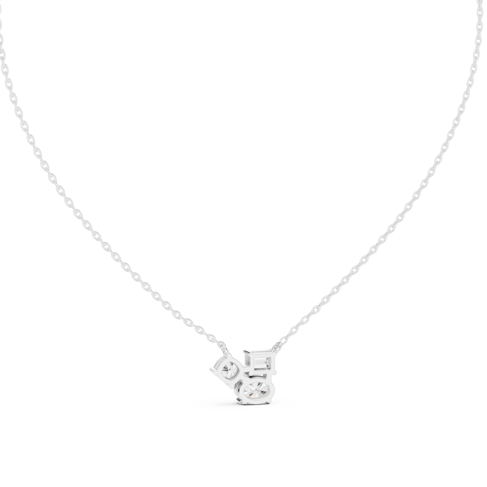  White Gold Radiant Poise Petite Necklace Front View