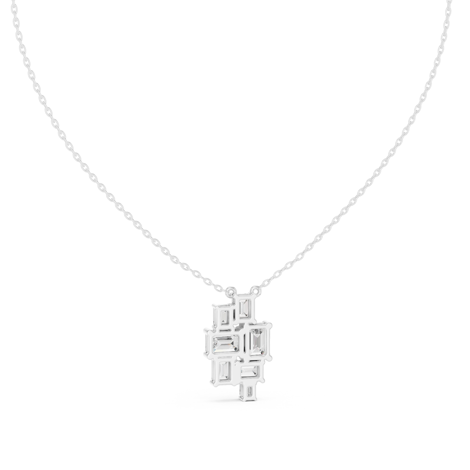  White Gold Heirloom Lattice Pendant Front View