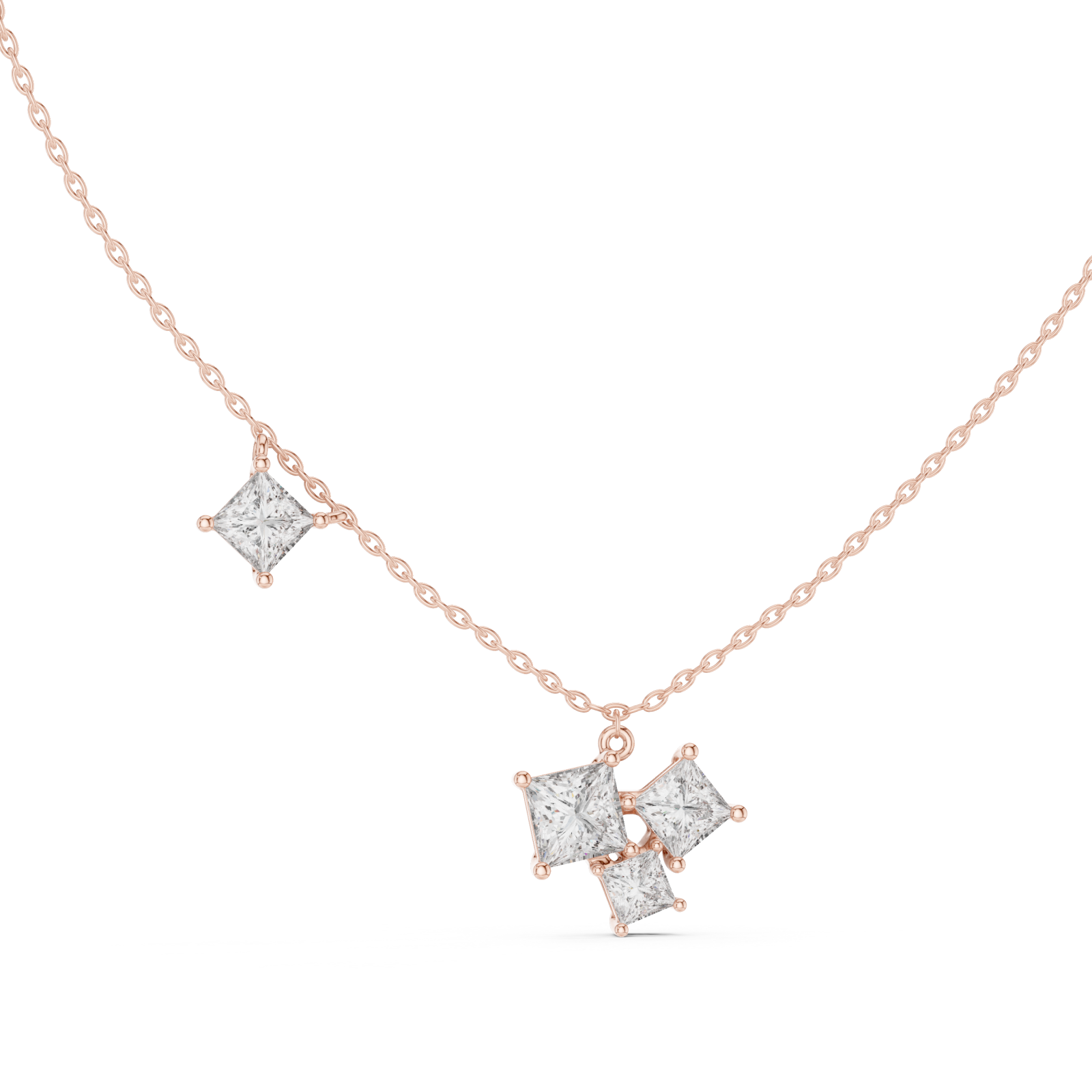  Rose Gold Radiant Harmony Pendant Necklace Left View