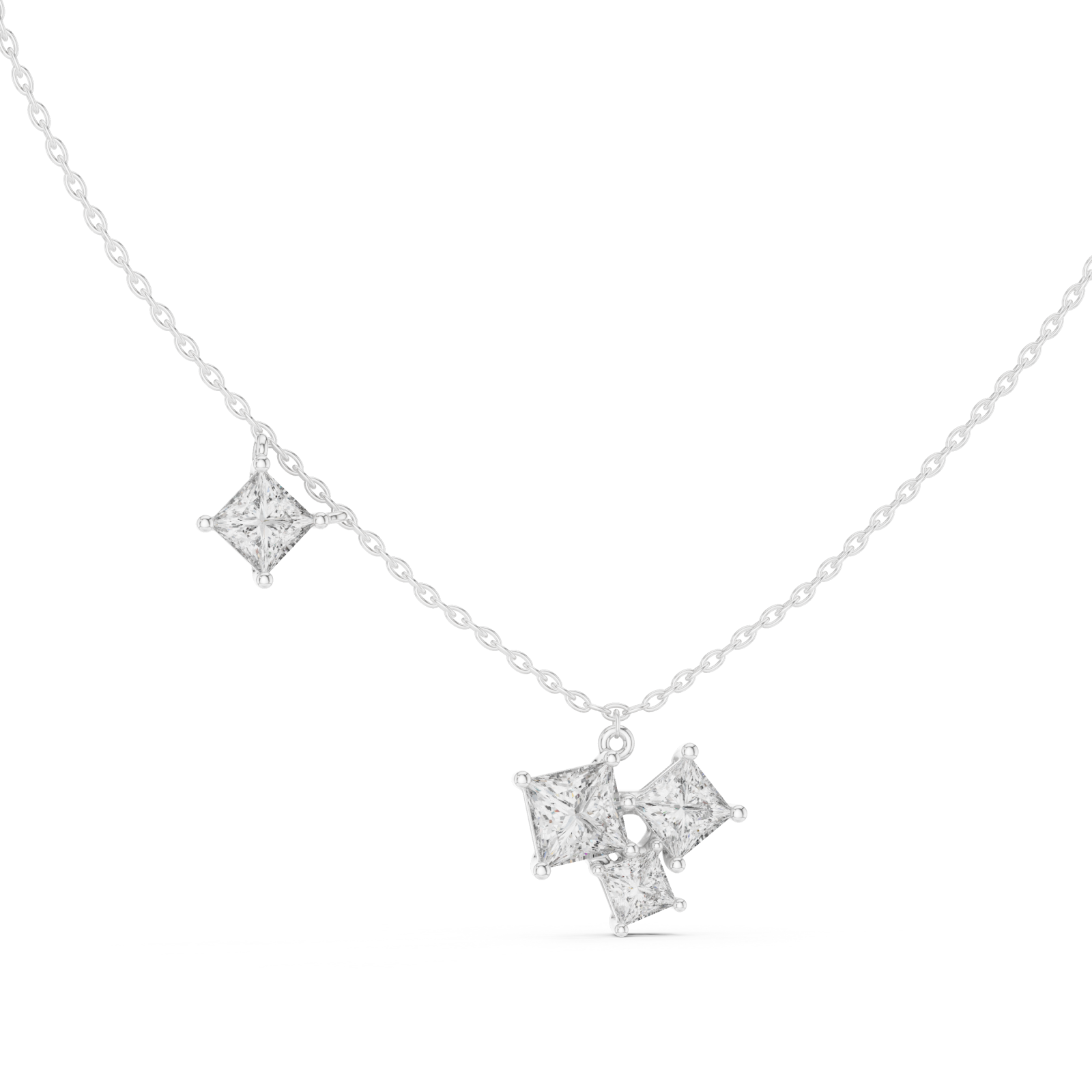  White Gold Radiant Harmony Pendant Necklace Left View