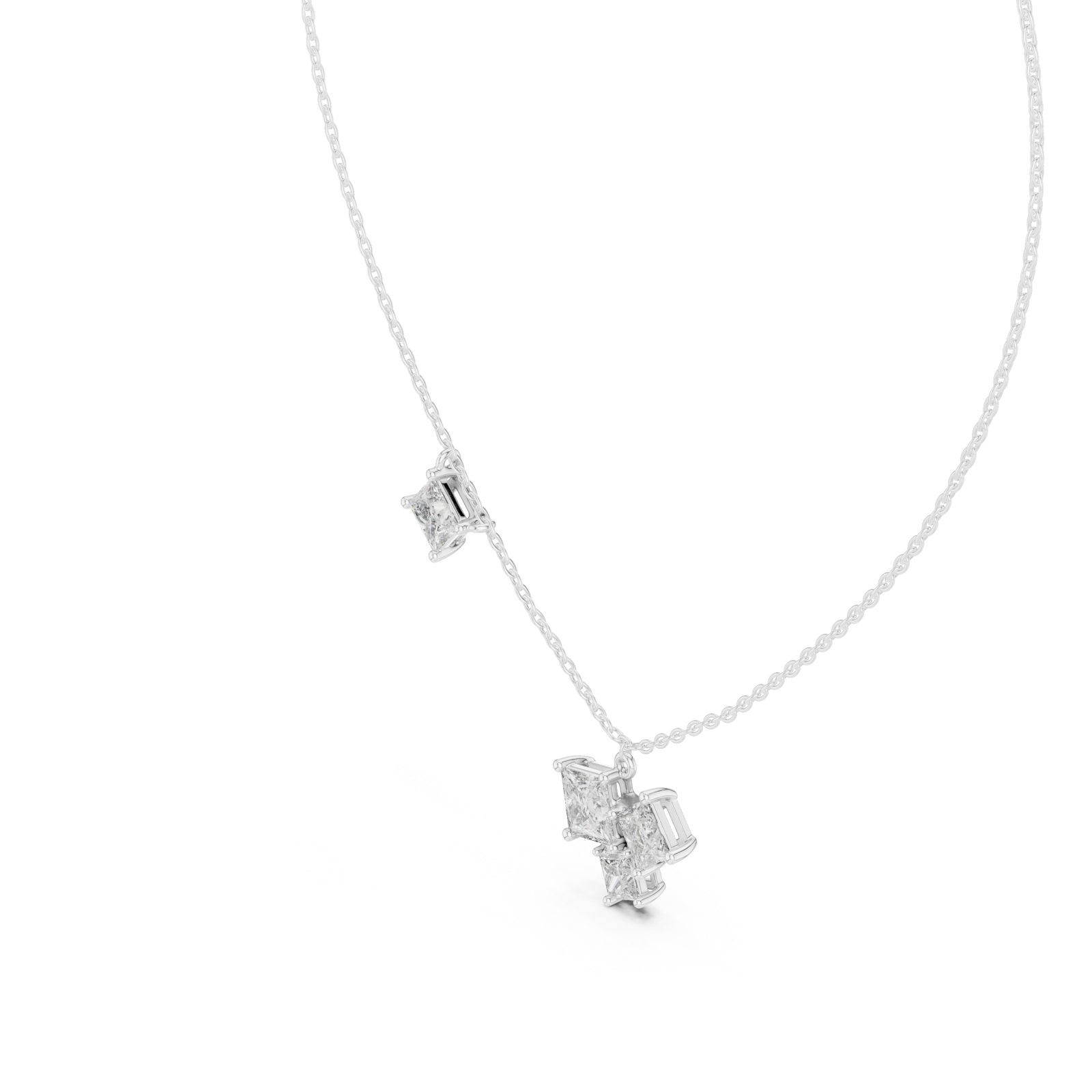  White Gold Radiant Harmony Pendant Necklace Right View